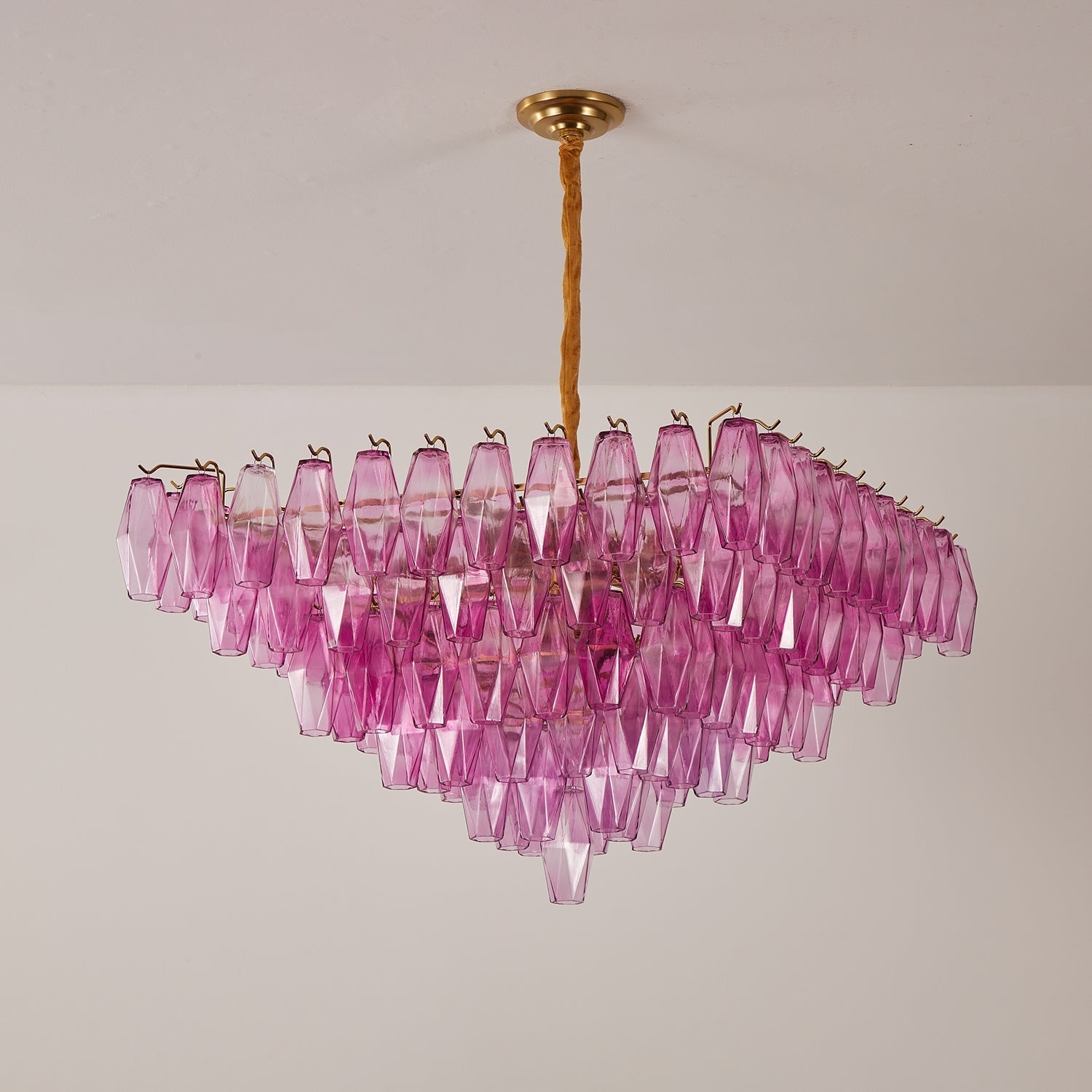Aurora Chandelier Fuchsia Prism Inverted Pyramid - Letslighting