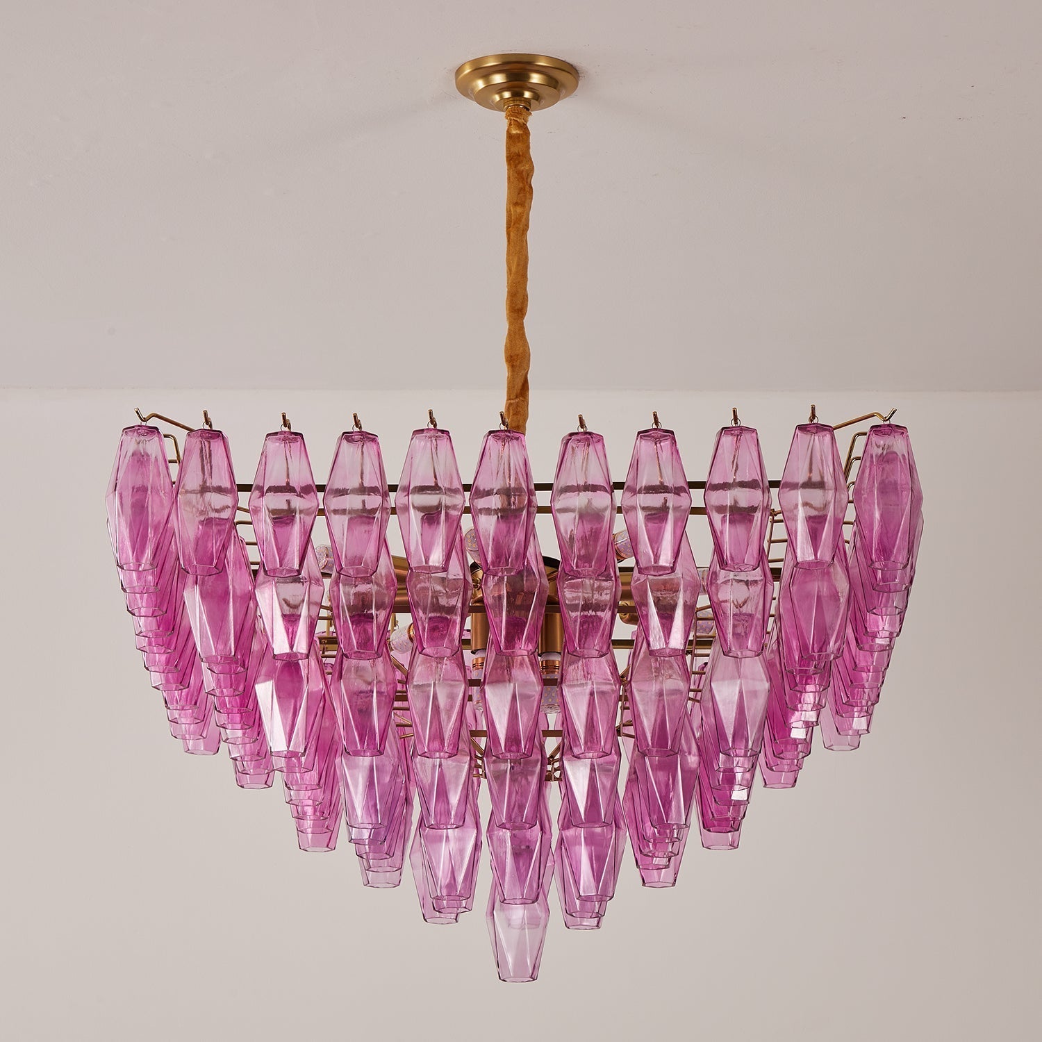 Aurora Chandelier Fuchsia Prism Inverted Pyramid - Letslighting