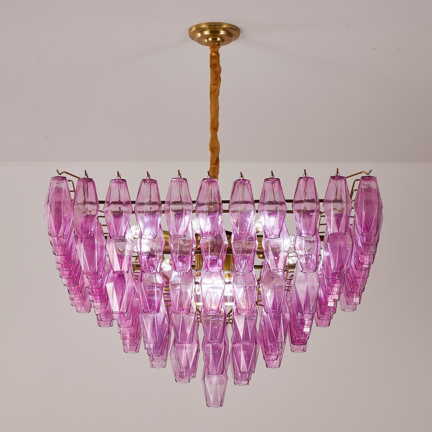 Aurora Chandelier Fuchsia Prism Inverted Pyramid - Letslighting