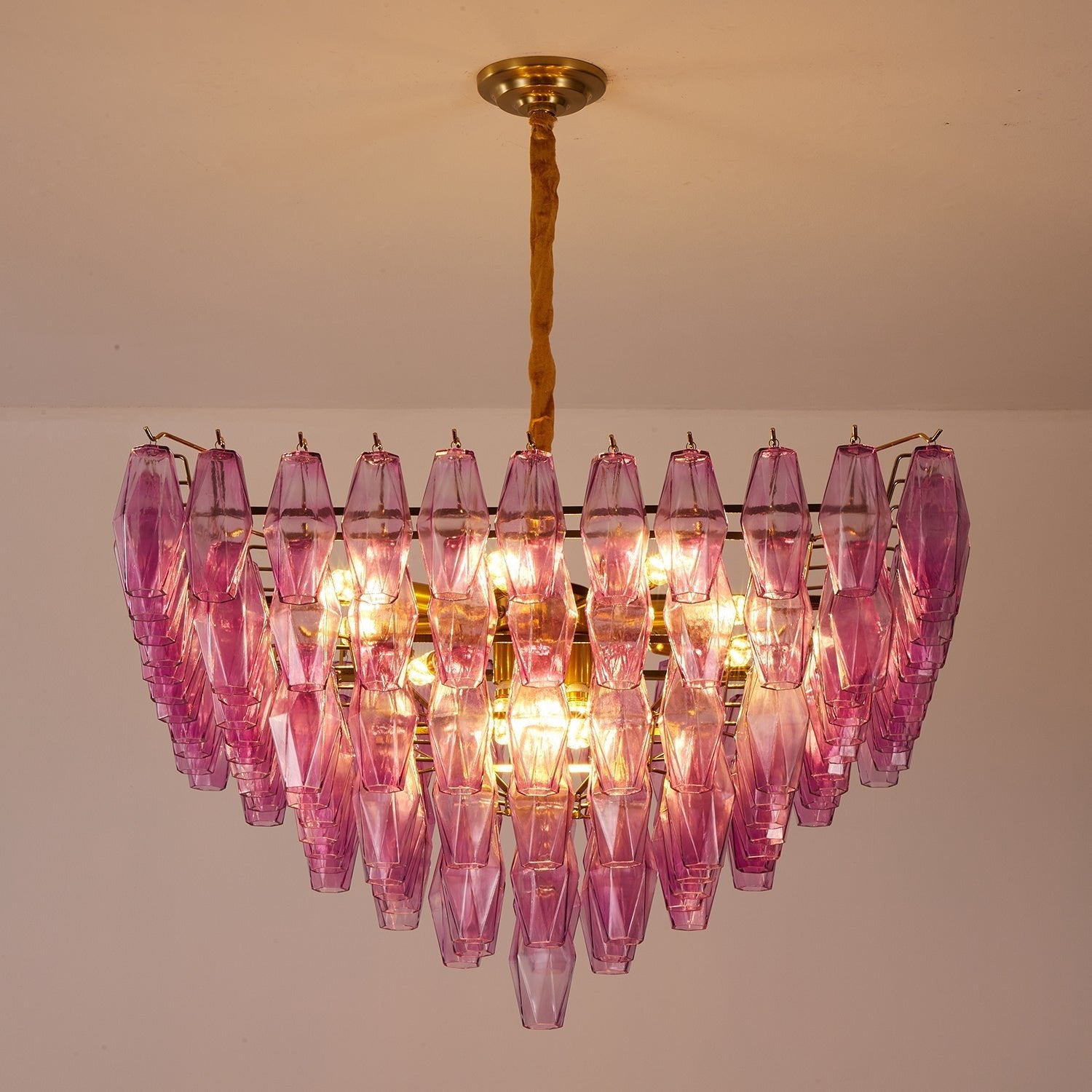 Aurora Chandelier Fuchsia Prism Inverted Pyramid - Letslighting