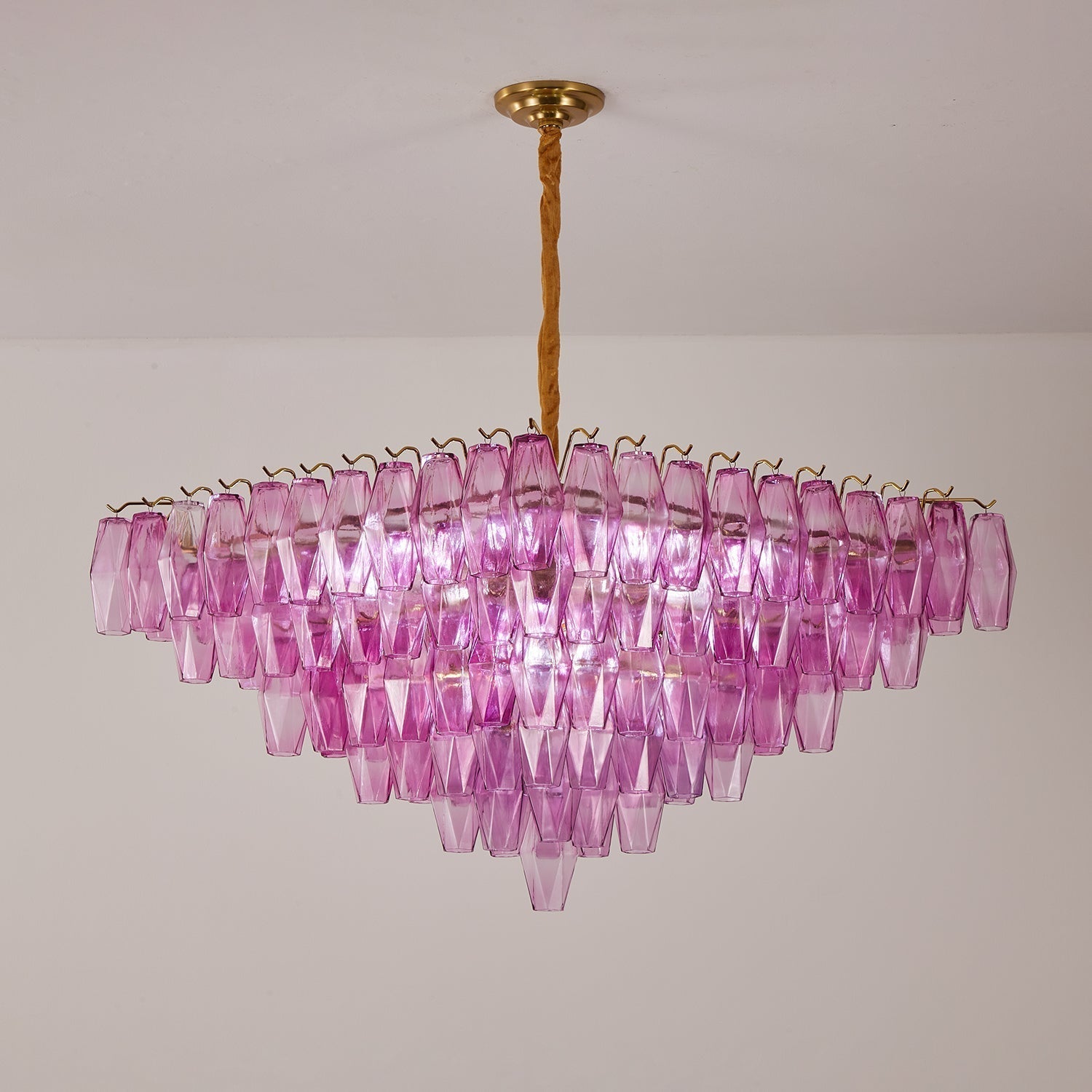 Aurora Chandelier Fuchsia Prism Inverted Pyramid - Letslighting