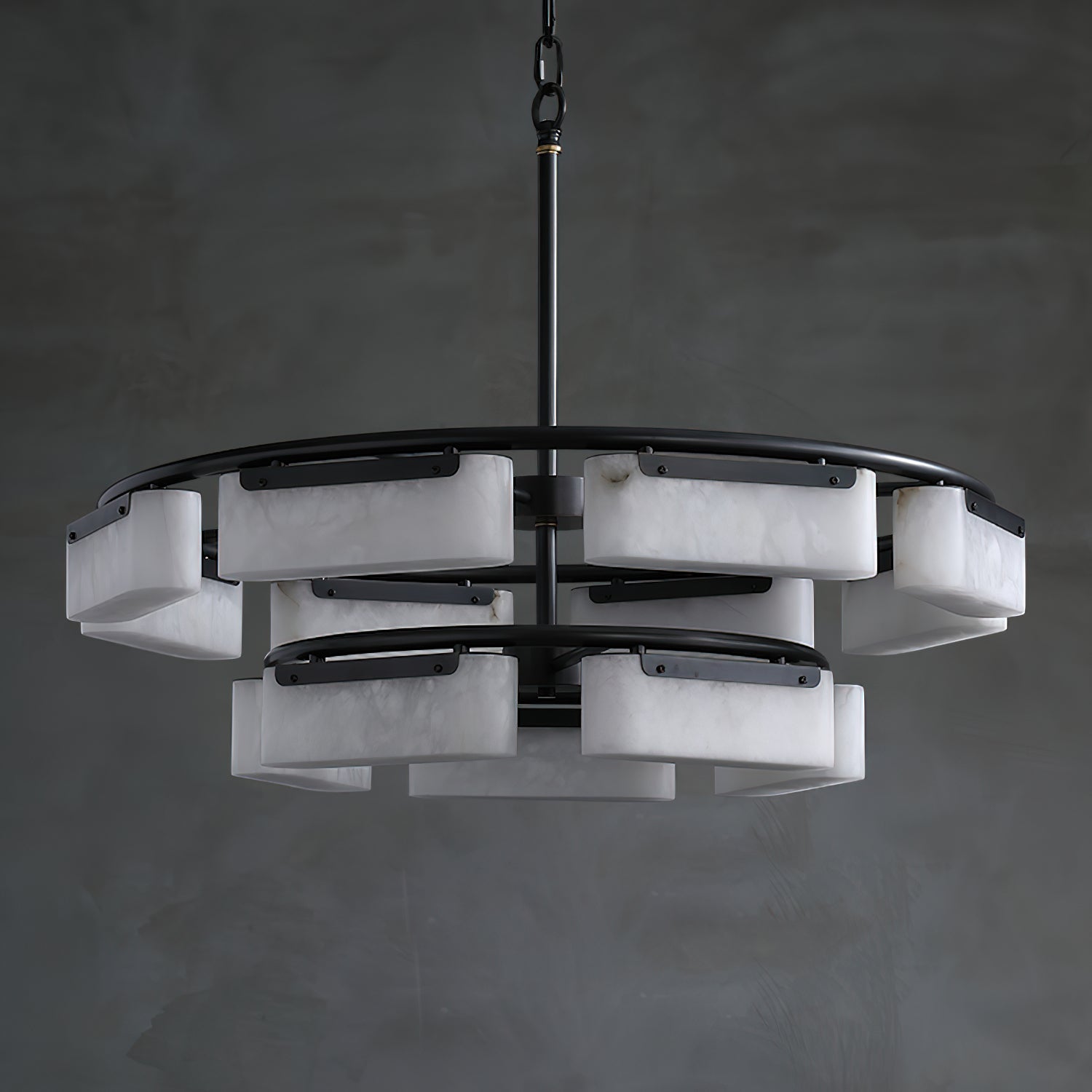 Varaeia Modern Minimalist Brass Alabaster Chandelier - Lamp Copper