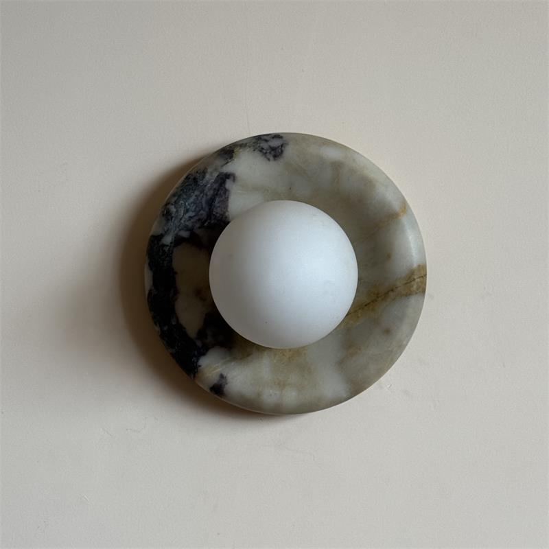 Alsorarae Modern Minimalist Beige Glass Marble Sconce Wall Lamp - Lamp Copper