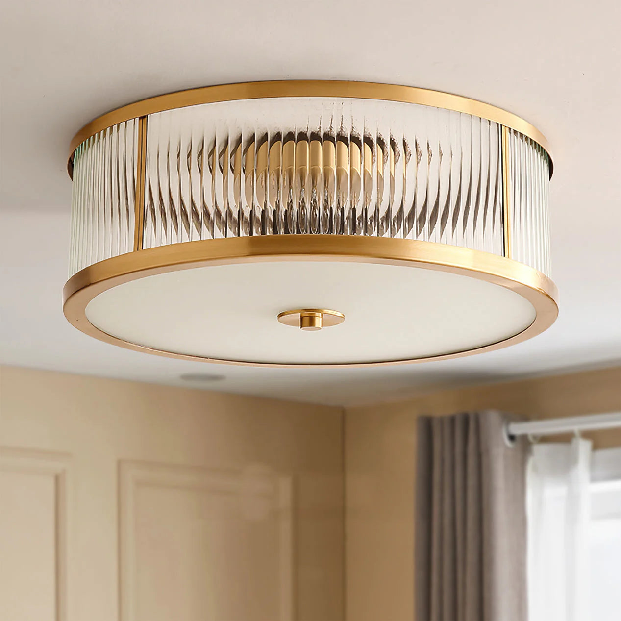Silva Modern Round Metal Glass Ceiling Lamp Dining Room Bedroom