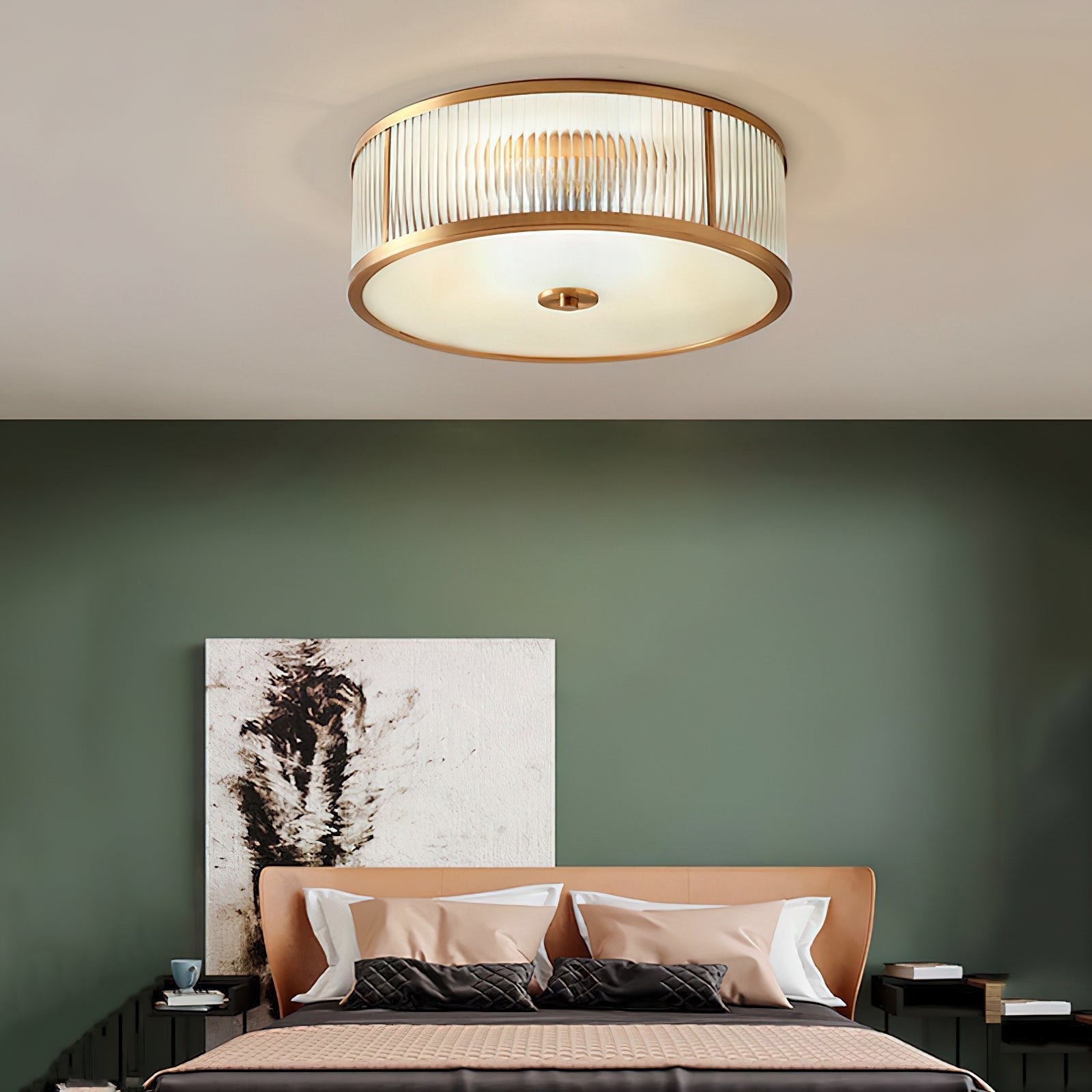 Avvynila Modern Minimalist Brass Glass CeIling Lamp - Lamp Copper