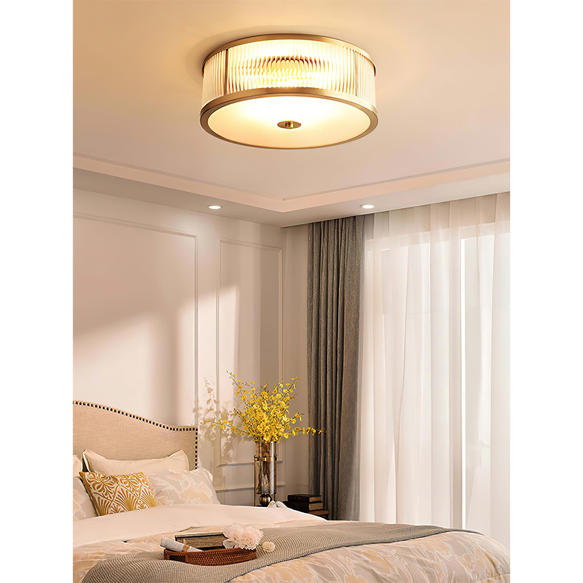 Avvynila Modern Minimalist Brass Glass CeIling Lamp - Lamp Copper
