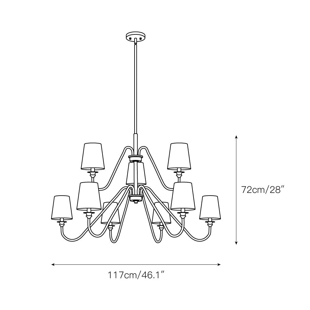 Vavenus Vintage Industrial Brass Fabric Chandelier - Lamp Copper