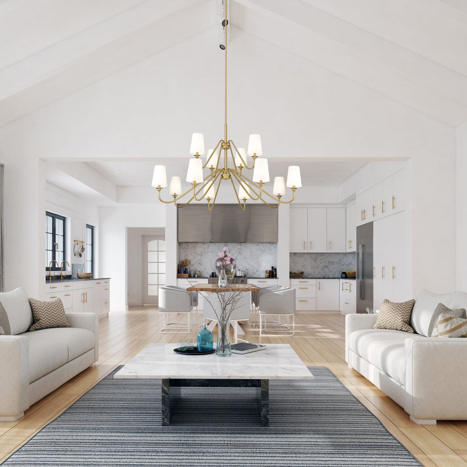 Vavenus Vintage Industrial Brass Fabric Chandelier - Lamp Copper