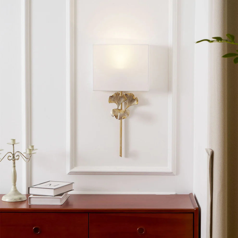 Epoch Vintage Classical Gingko Brass Wall Light Bedroom Living Room