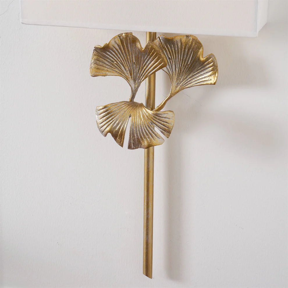 Epoch Vintage Classical Gingko Brass Wall Light Bedroom Living Room