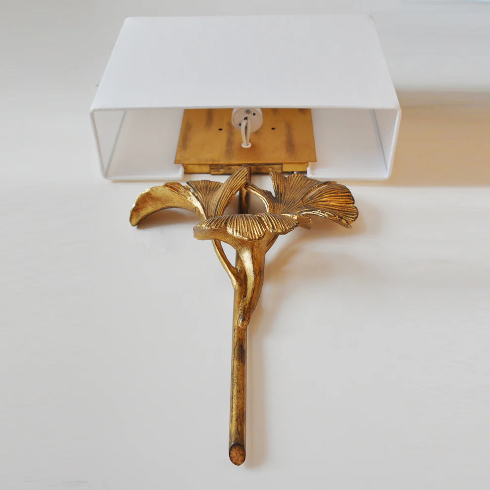 Epoch Vintage Classical Gingko Brass Wall Light Bedroom Living Room