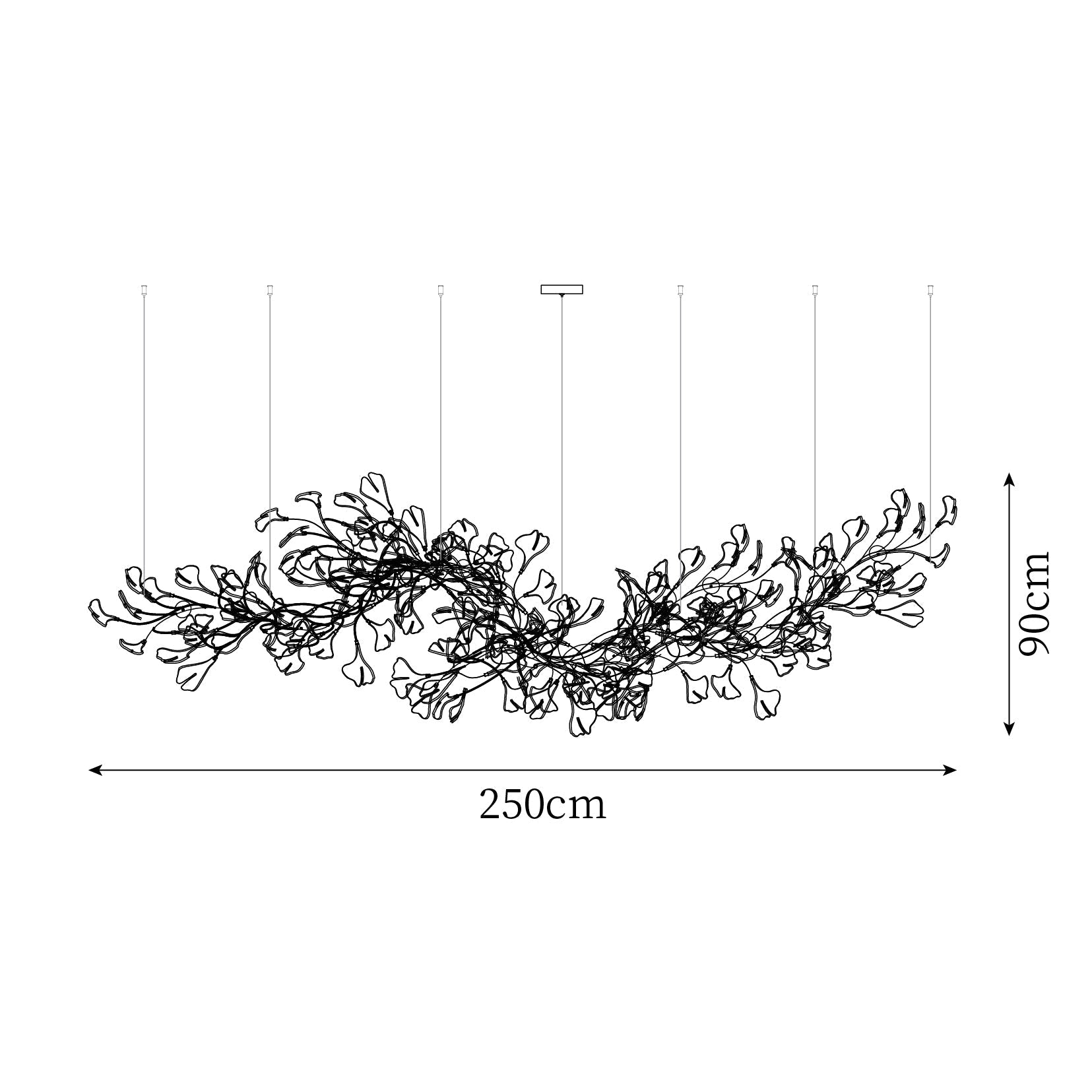 Gingko Chandelier Long Version Porcelain Leaf Branch Organic - Letslighting