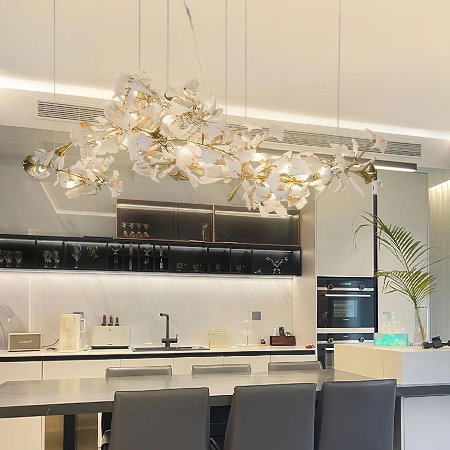 Eurzoris Gingko Metal Leaf Chandelier - Blowlighting