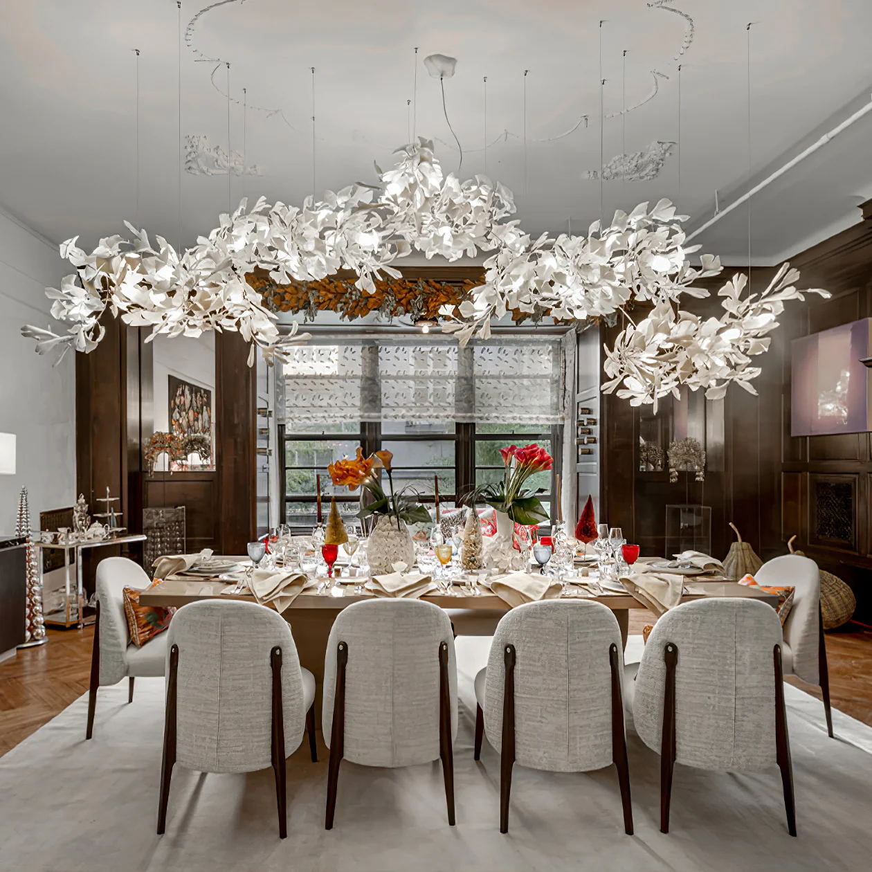 Eurzoris Gingko Metal Leaf Chandelier - Blowlighting