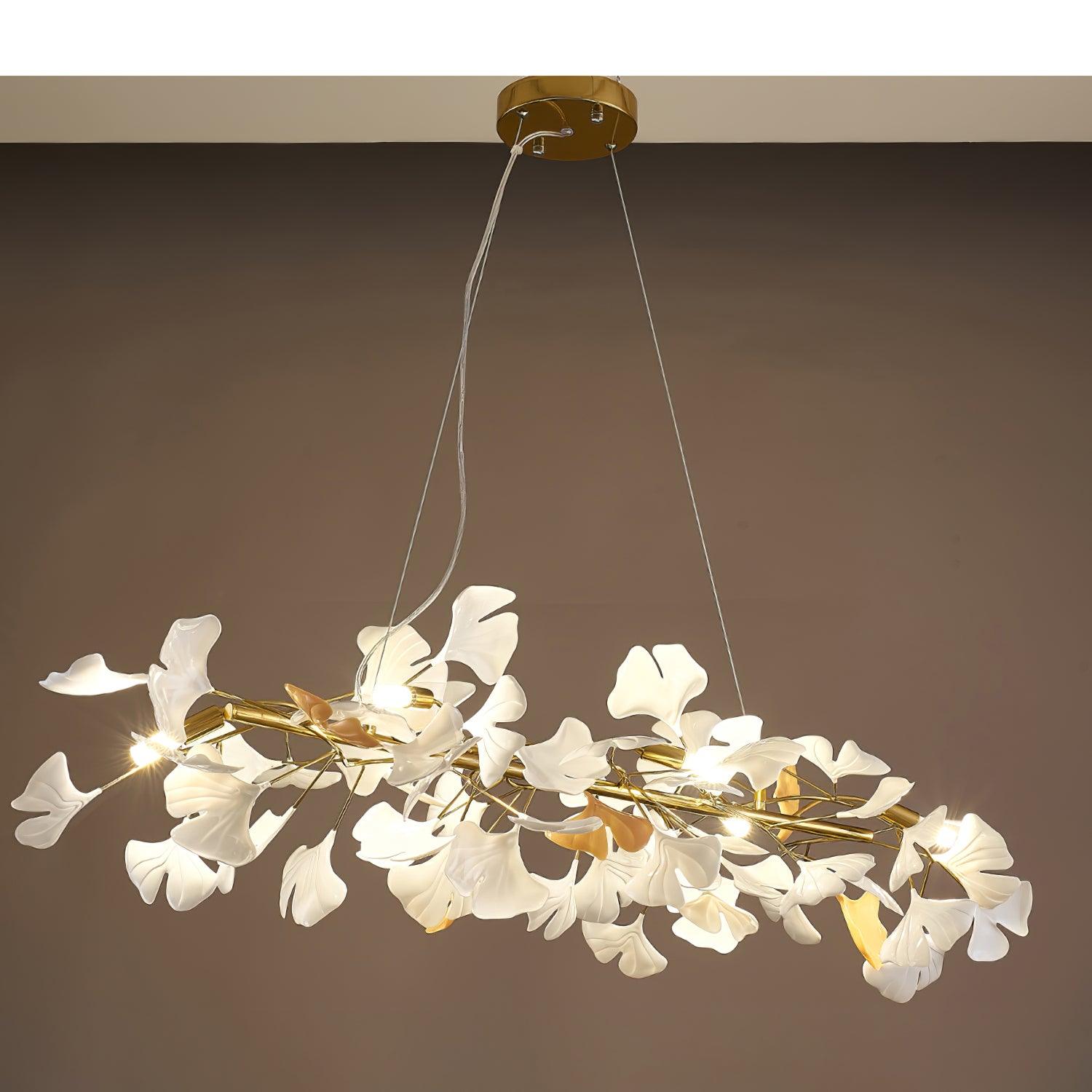 Chandelier Frame Ceramic Gingko White Gold Shade Modern Art - Letslighting