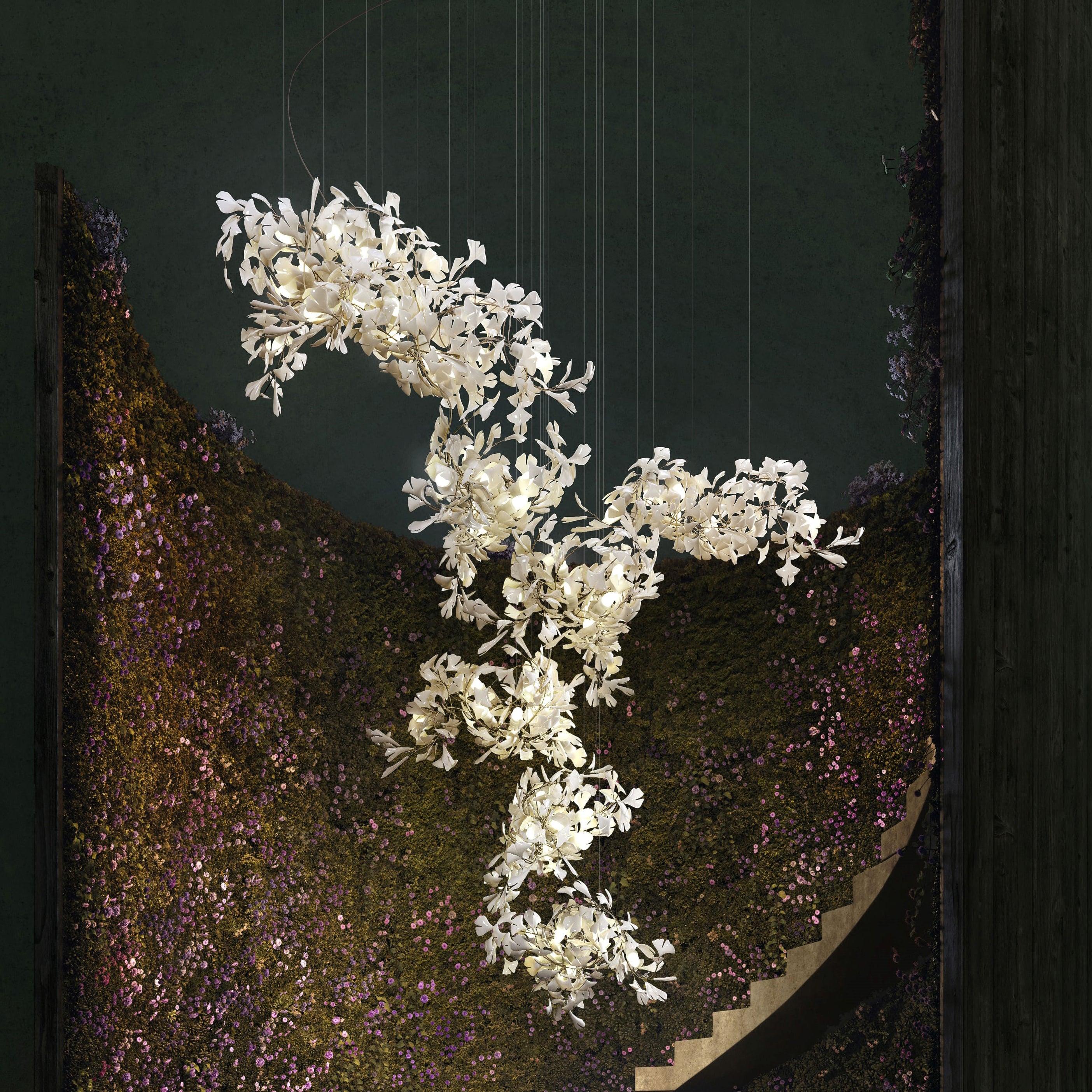 Gingko Chandelier Leaf Form Pendant Nature Inspired - Letslighting