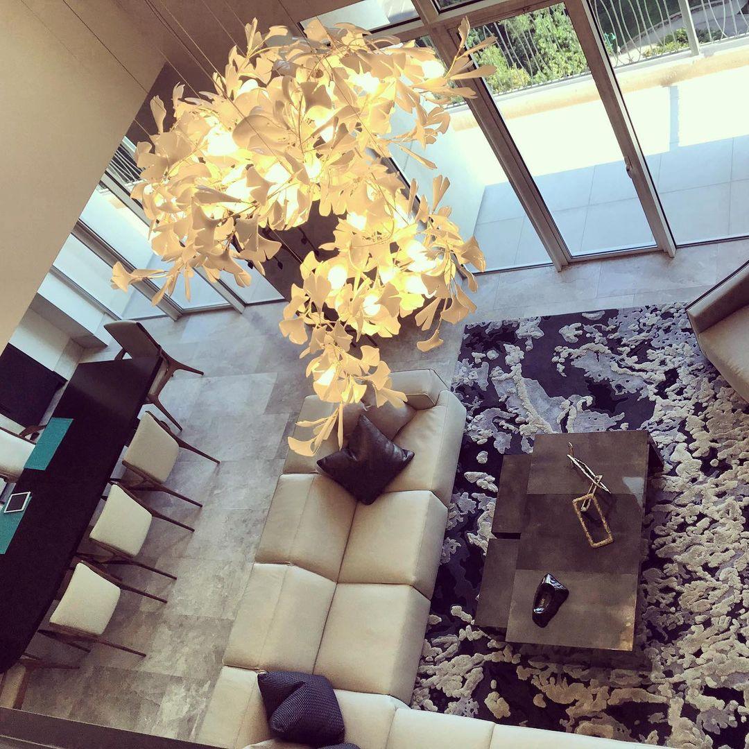 Chandelier Frame Ceramic Gingko Leaf Shade White Gold Modern - Letslighting