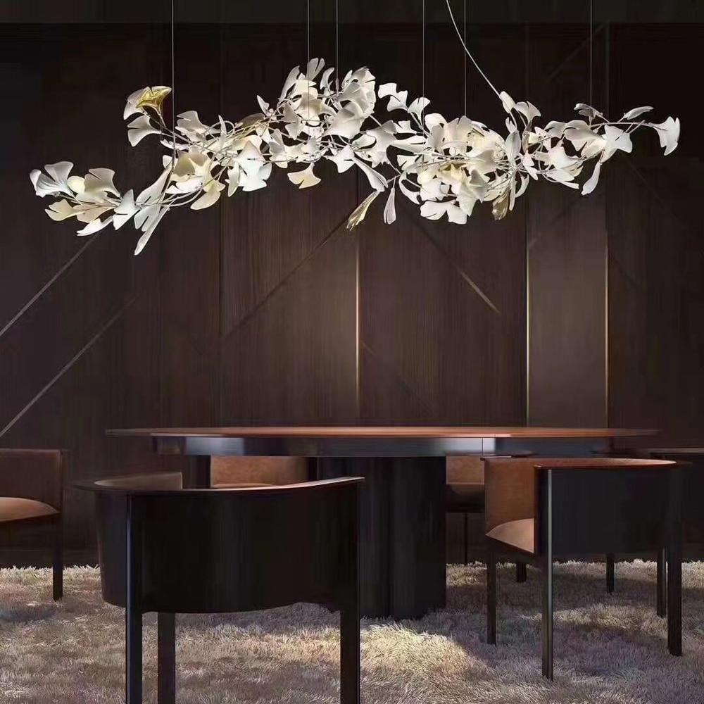 Chandelier Frame Ceramic Gingko Leaf Shade White Gold Modern - Letslighting