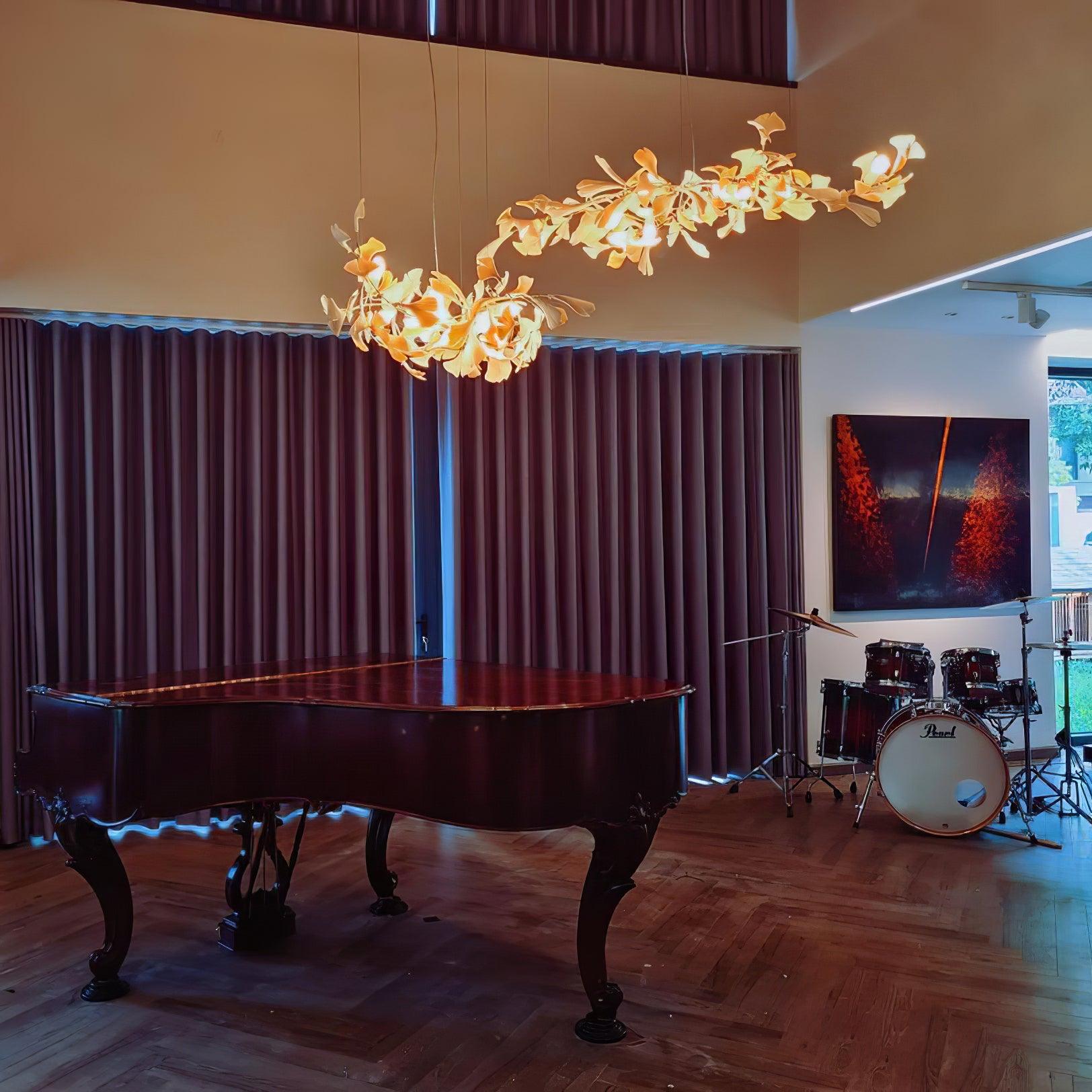 Chandelier Frame Ceramic Gingko Leaf Shade White Gold Modern - Letslighting