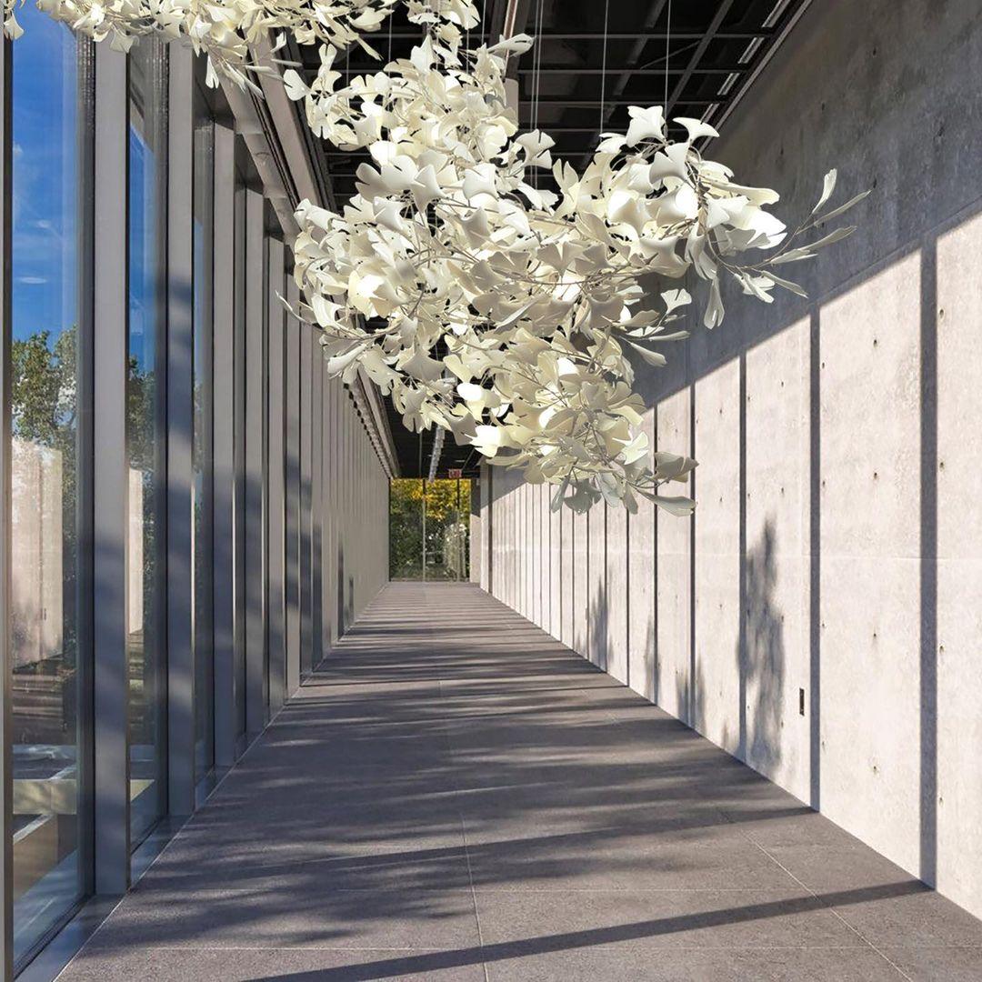 Chandelier Frame Ceramic Gingko Leaf Shade White Gold Modern - Letslighting