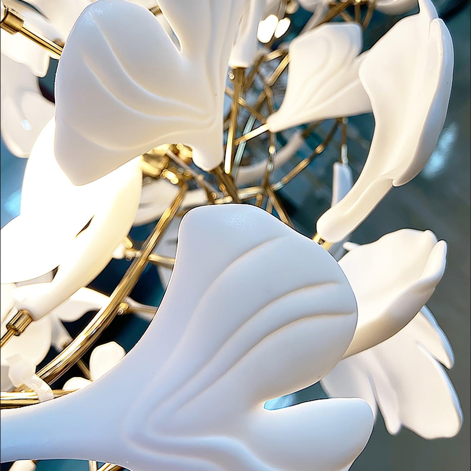 Chandelier Frame Ceramic Gingko Leaf Shade White Gold Modern - Letslighting