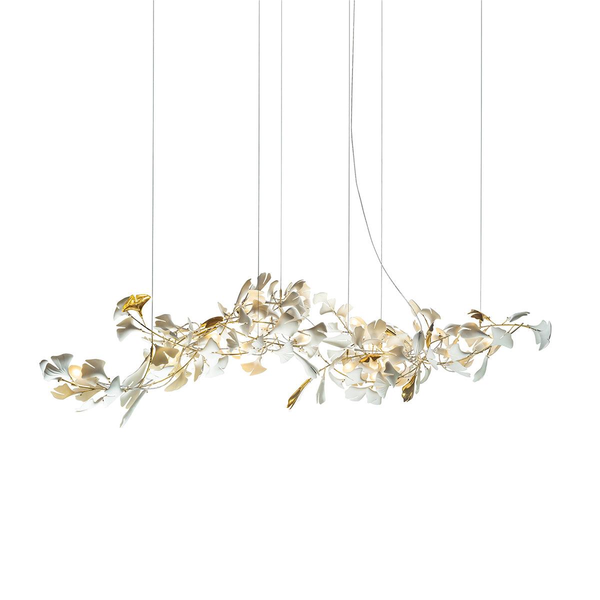 Chandelier Frame Ceramic Gingko Leaf Shade White Gold Modern - Letslighting