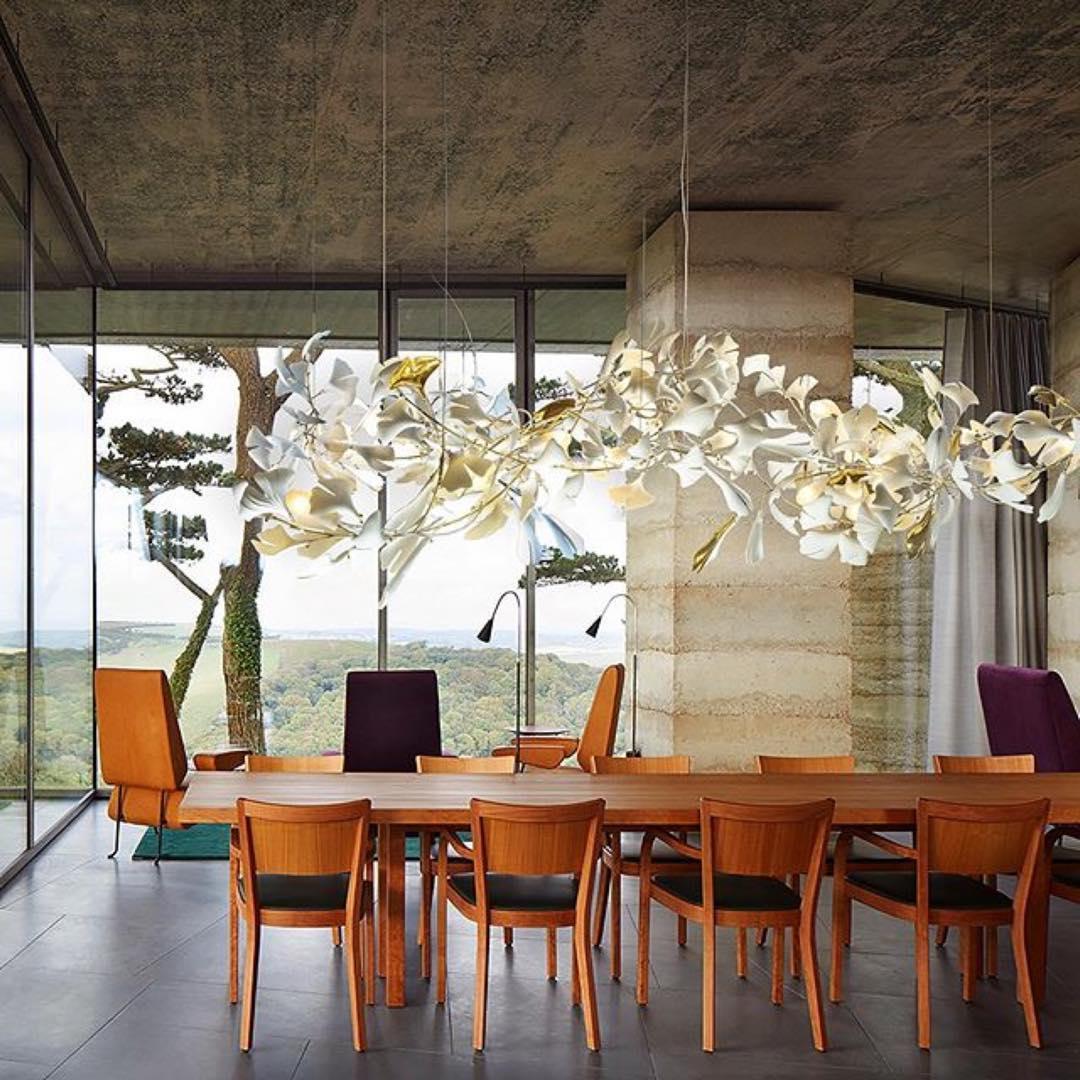 Chandelier Frame Ceramic Gingko Leaf Shade White Gold Modern - Letslighting