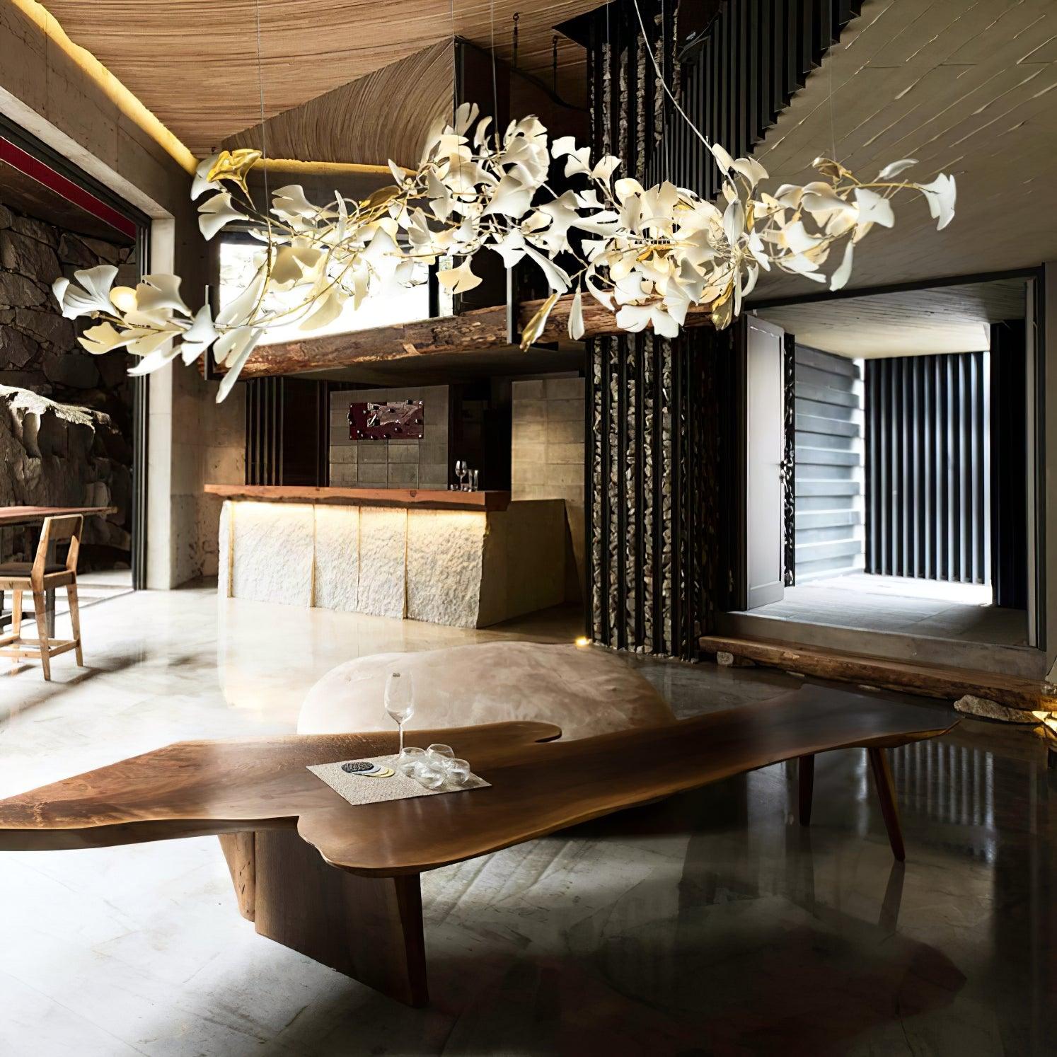 Chandelier Frame Ceramic Gingko Leaf Shade White Gold Modern - Letslighting