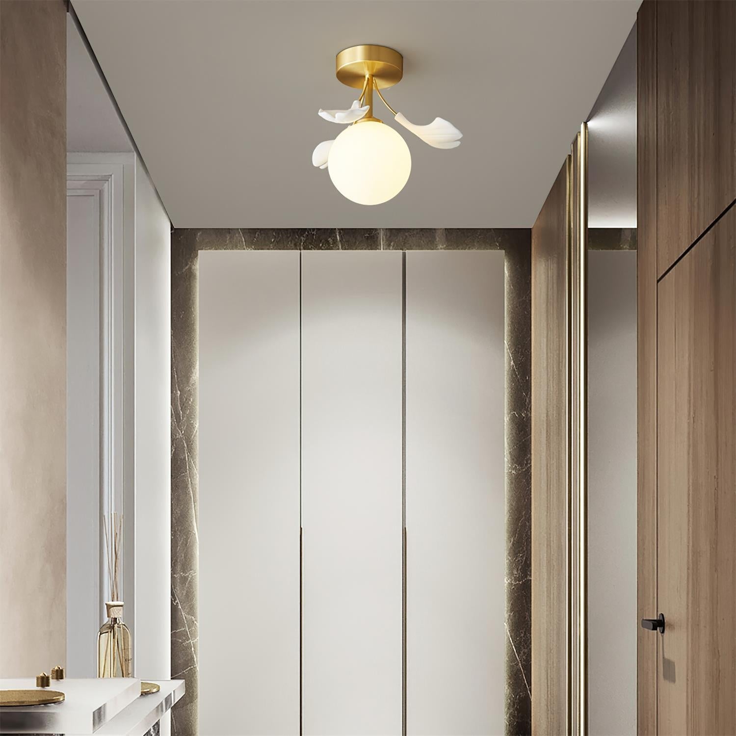 Ginkgo Ceiling Light Rosalia Ginkgo Leaf Golden Base - Letslighting