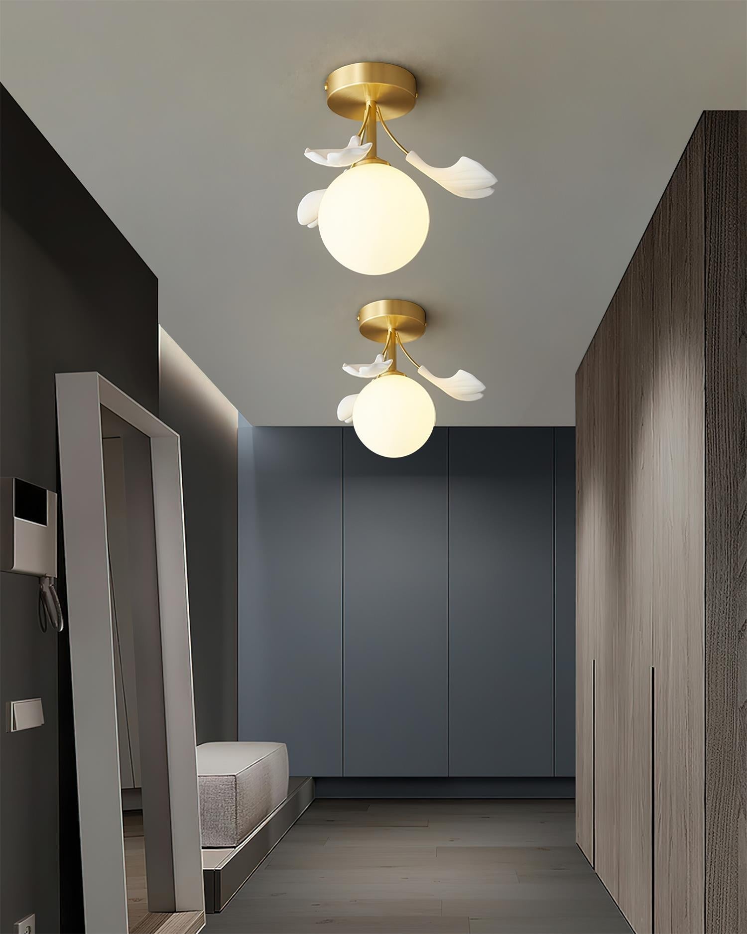 Ginkgo Ceiling Light Rosalia Ginkgo Leaf Golden Base - Letslighting