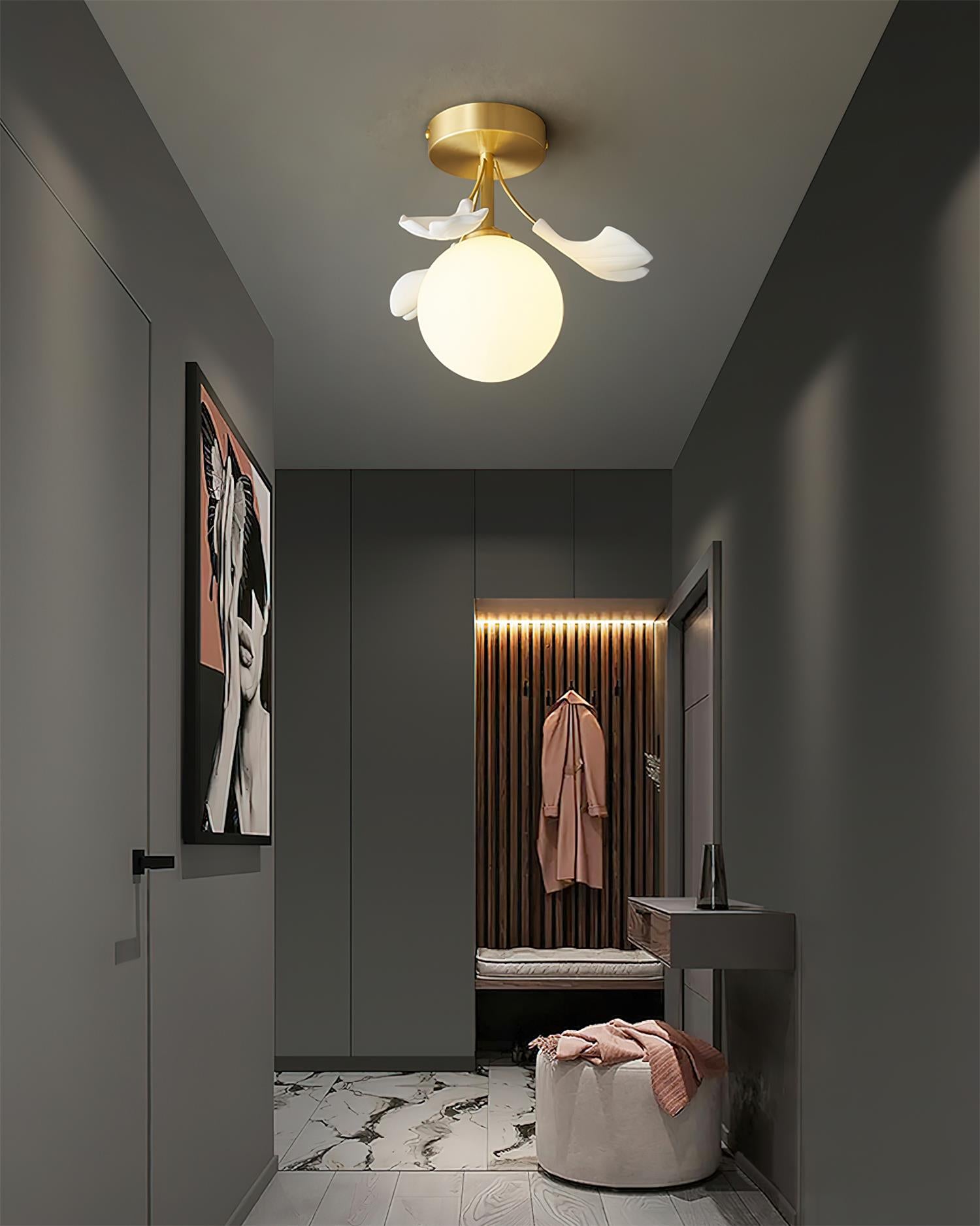Ginkgo Ceiling Light Rosalia Ginkgo Leaf Golden Base - Letslighting