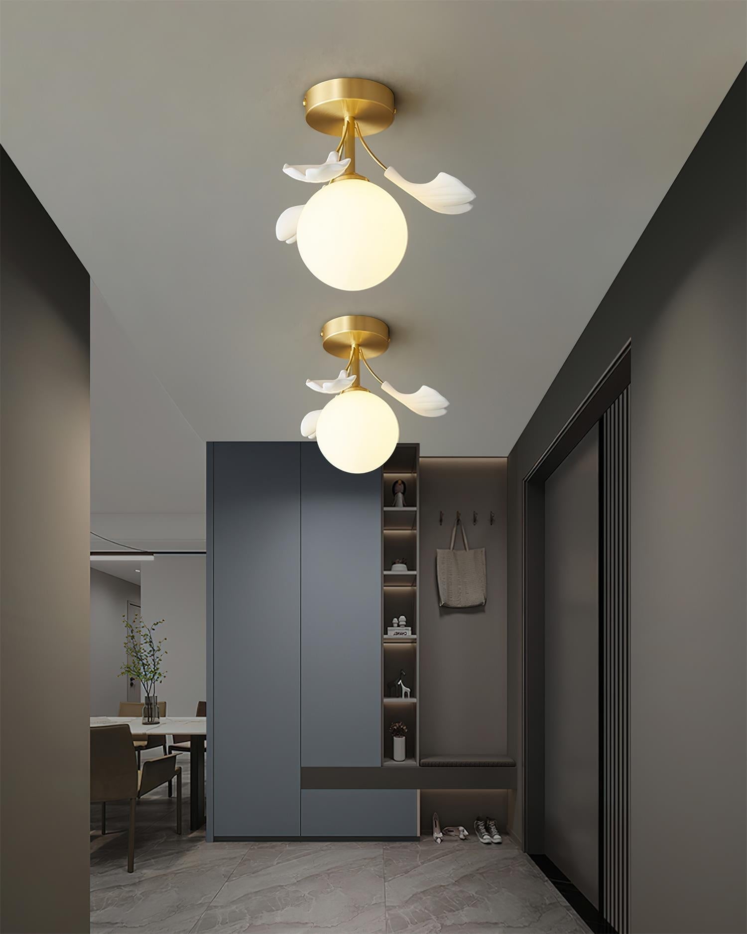 Ginkgo Ceiling Light Rosalia Ginkgo Leaf Golden Base - Letslighting