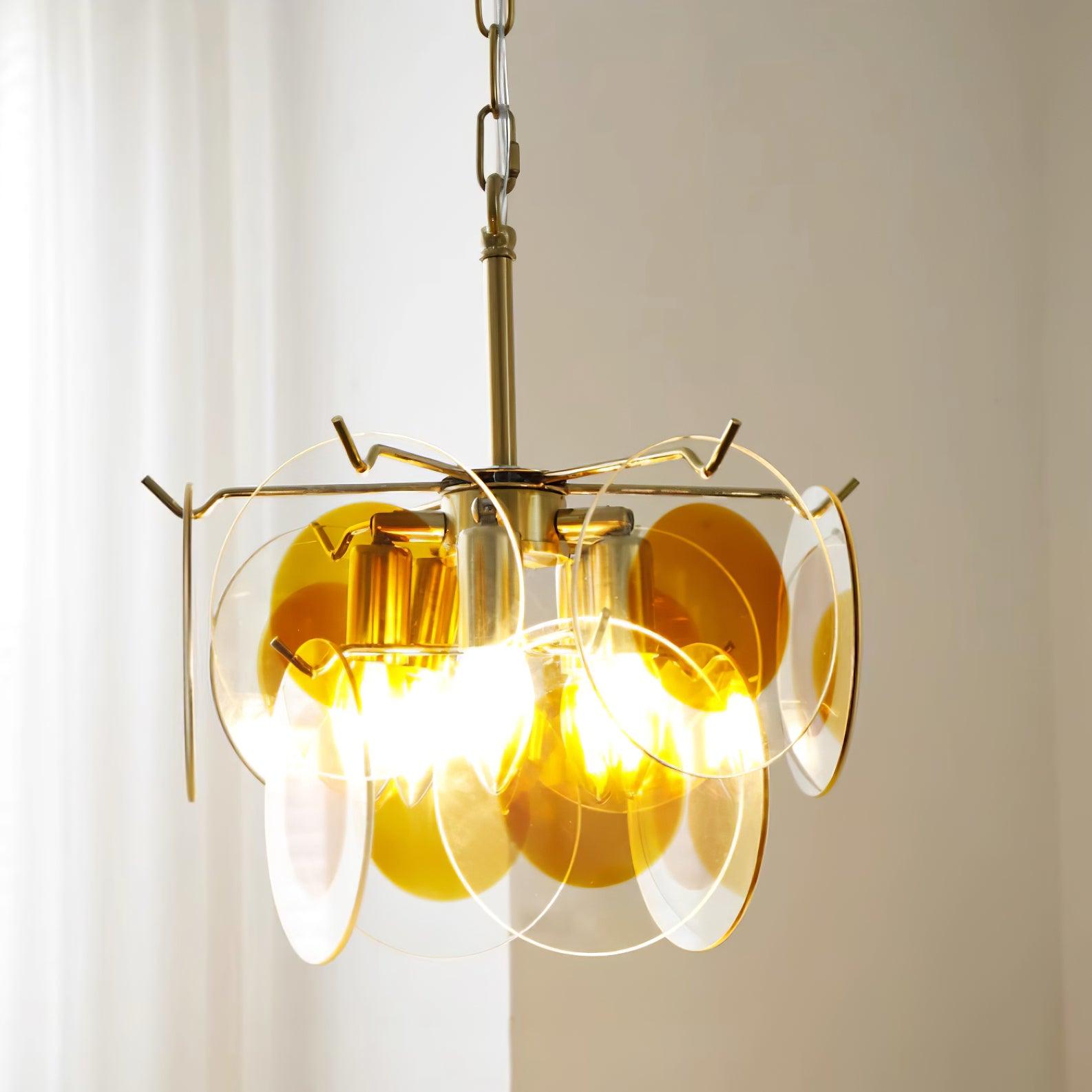Gino Chandelier Glass Brass Caramel Modern - Letslighting