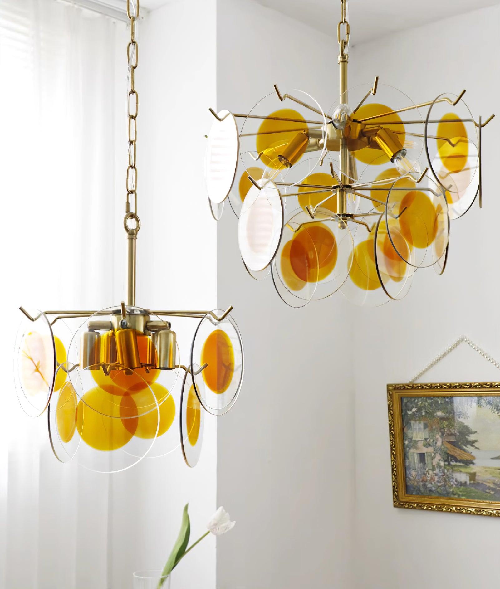 Gino Chandelier Glass Brass Caramel Modern - Letslighting