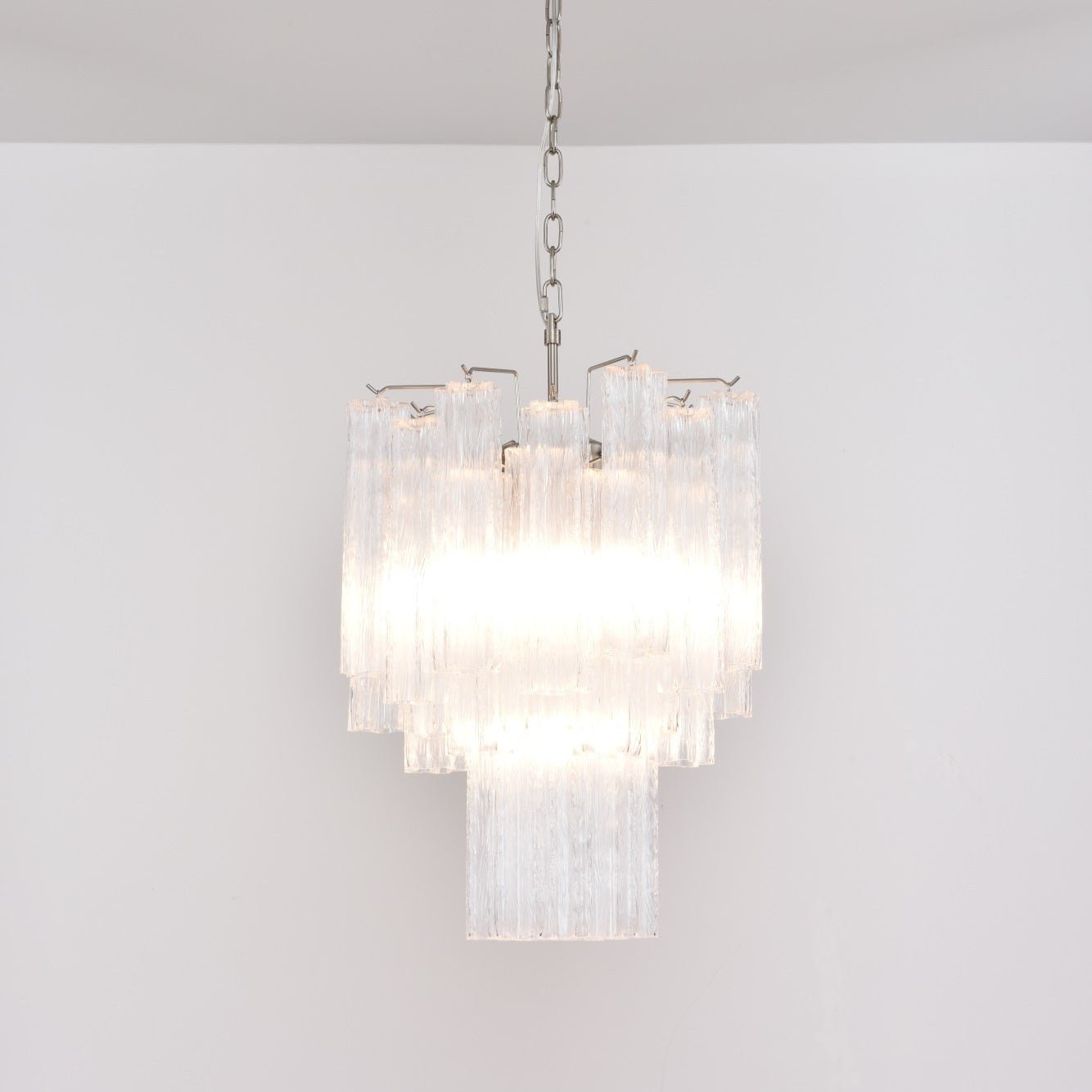 Aurora Chandelier Clear Murano Glass Tube Tiered Modern - Letslighting