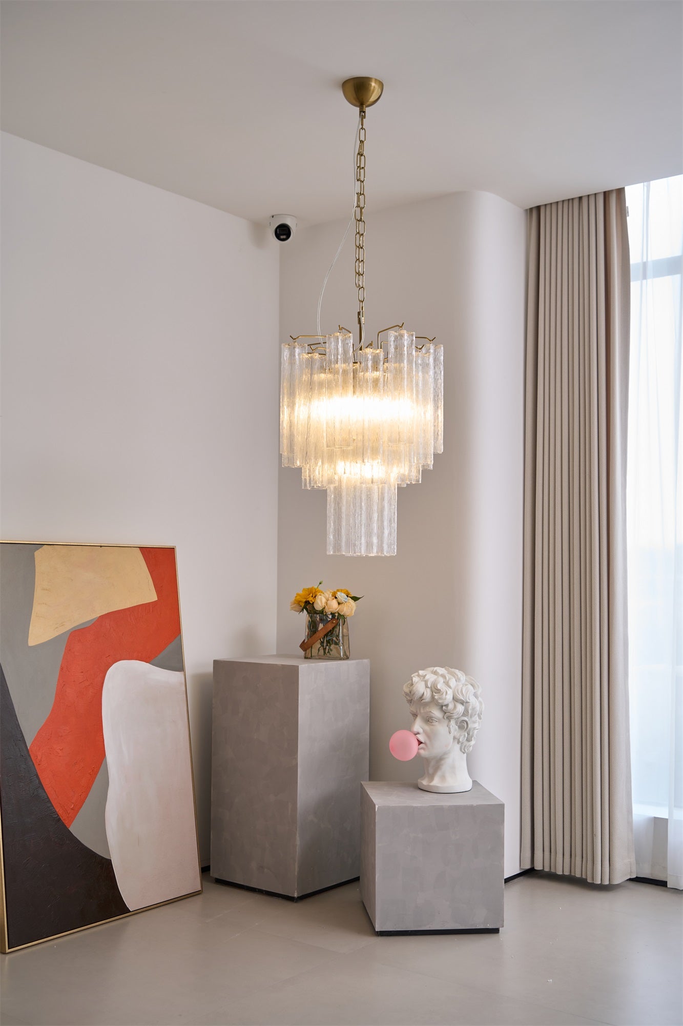 Aurora Chandelier Clear Murano Glass Tube Tiered Modern - Letslighting