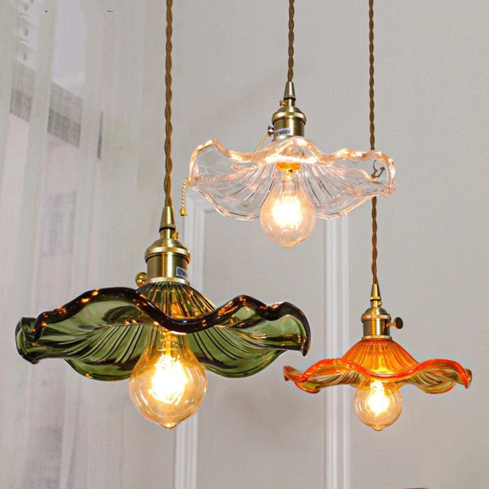Glass Hibiscus Flower Pendant Light - Blowlighting