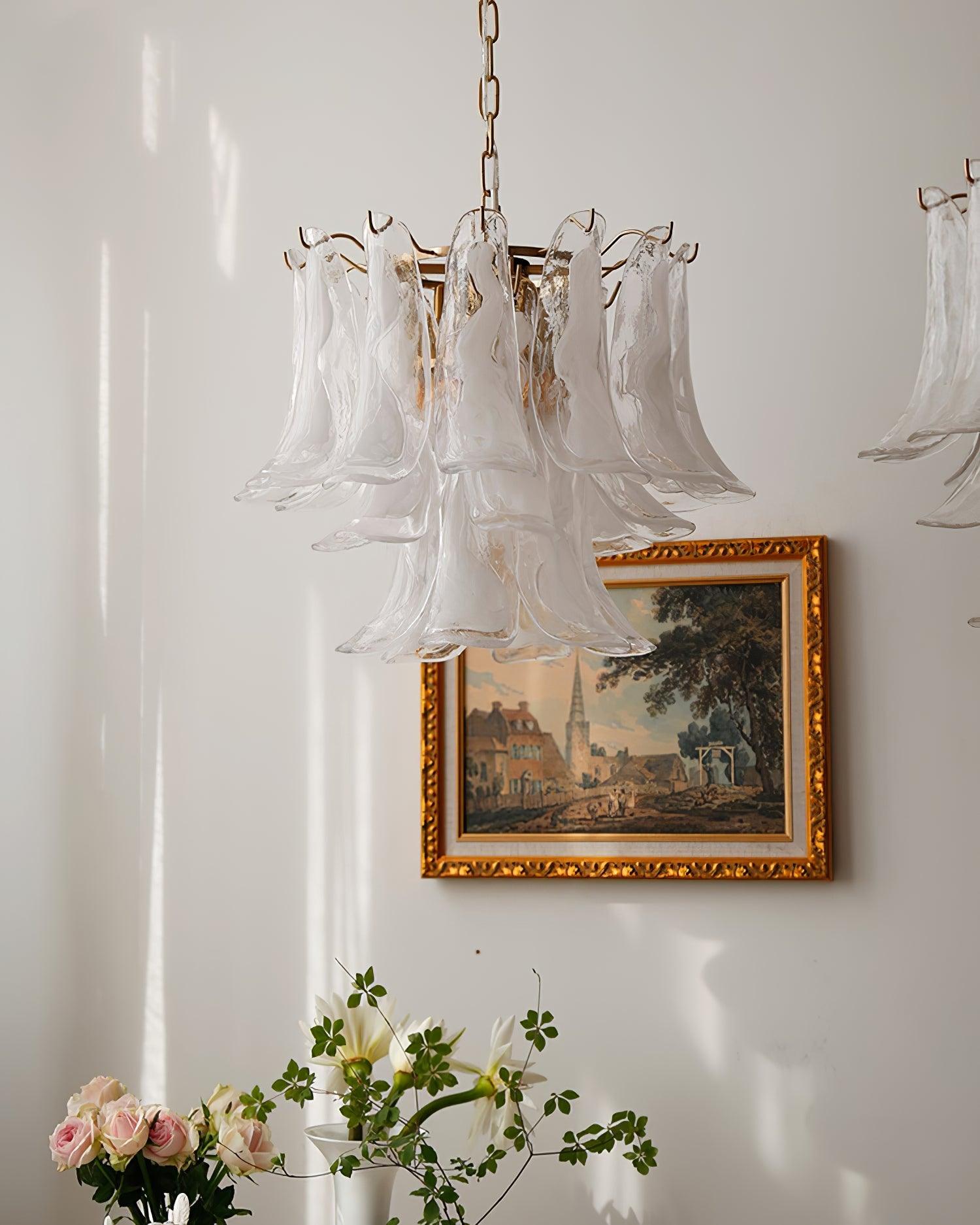 Aurora Chandelier Murano Glass Leaf Golden - Blowlighting