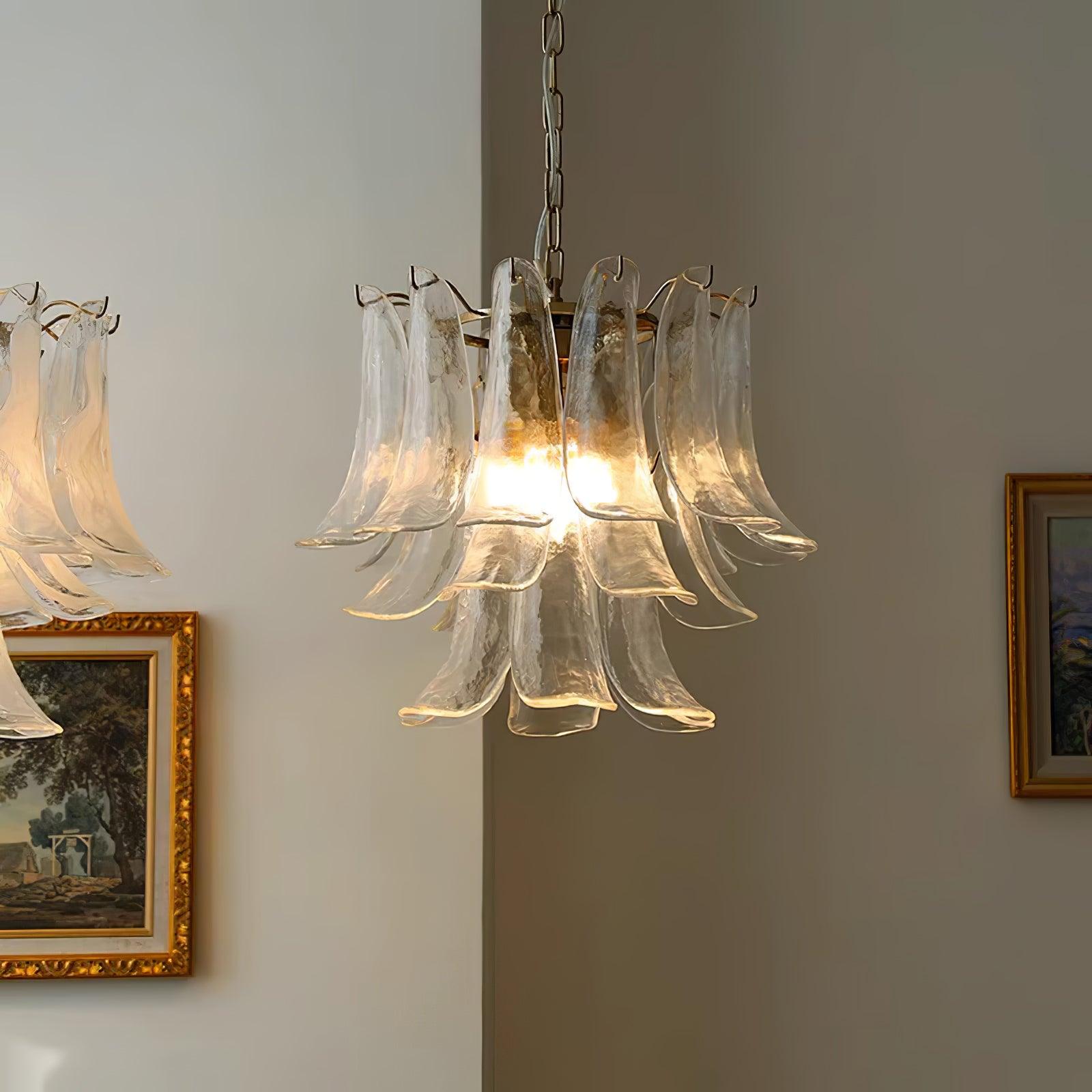 Aurora Chandelier Murano Glass Leaf Golden - Blowlighting