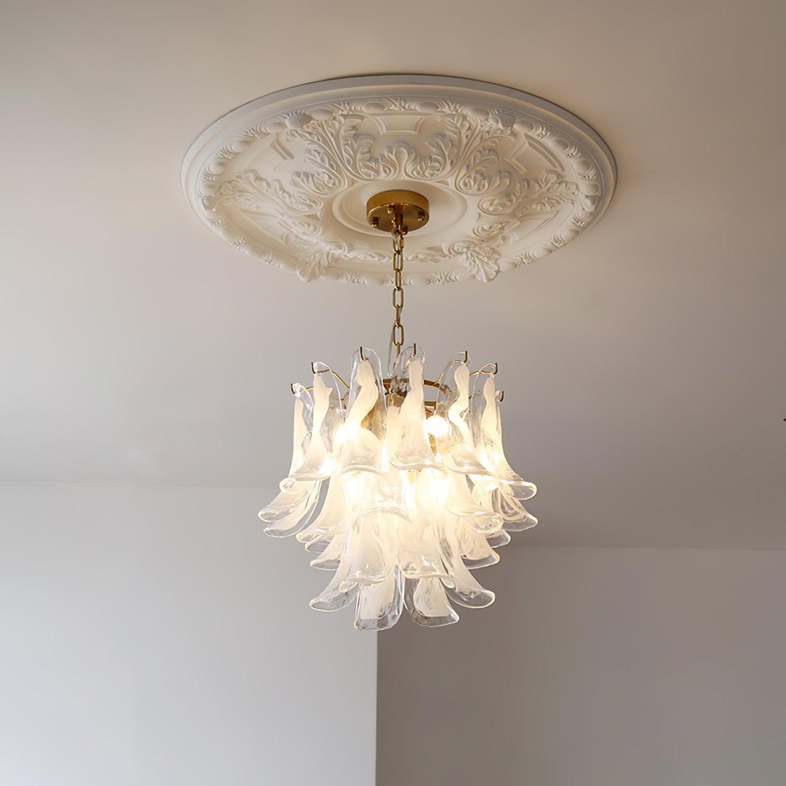 Aurora Chandelier Murano Glass Leaf Golden - Blowlighting