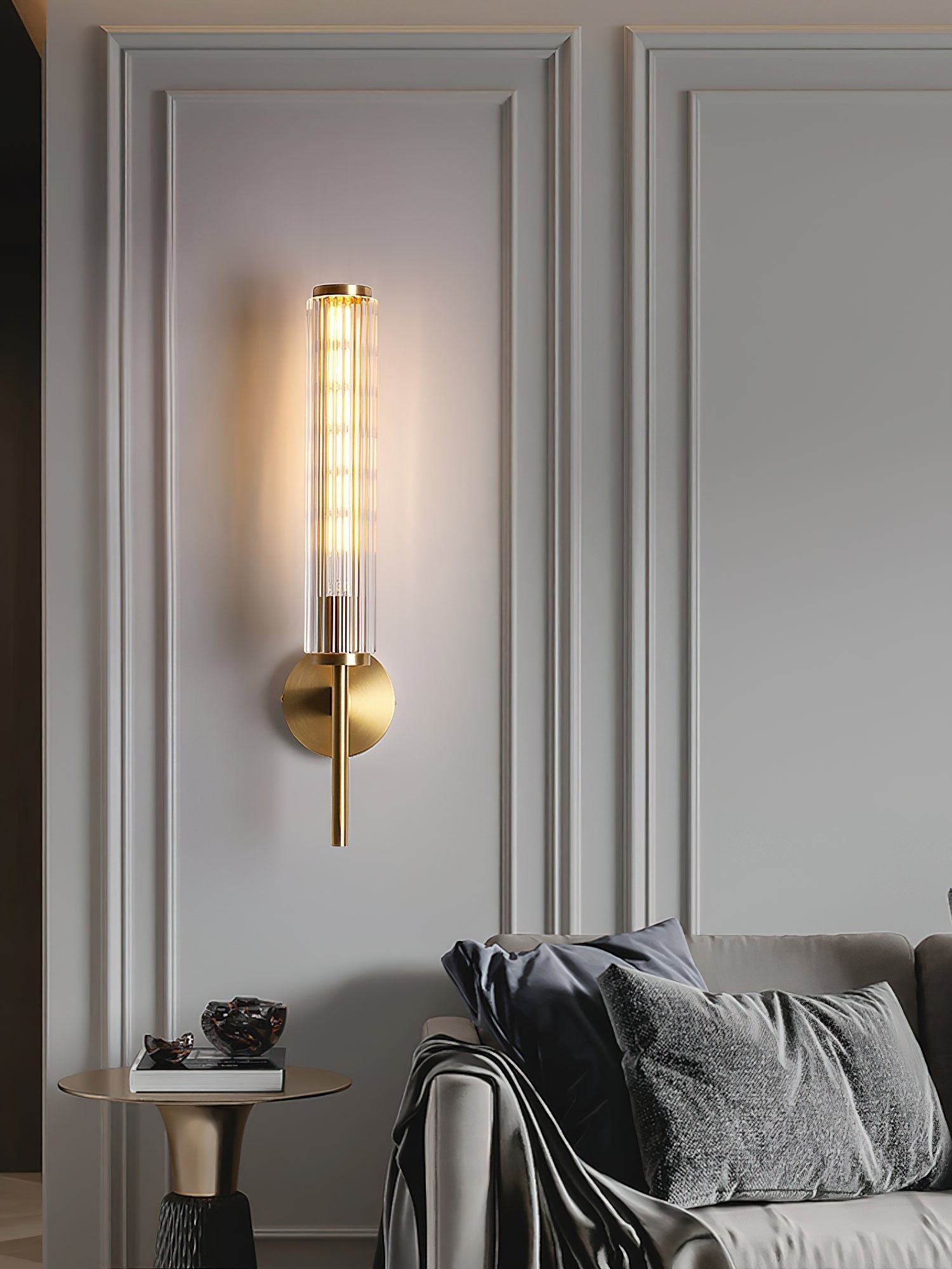 Glass Linear Brass Wall Light - Blowlighting