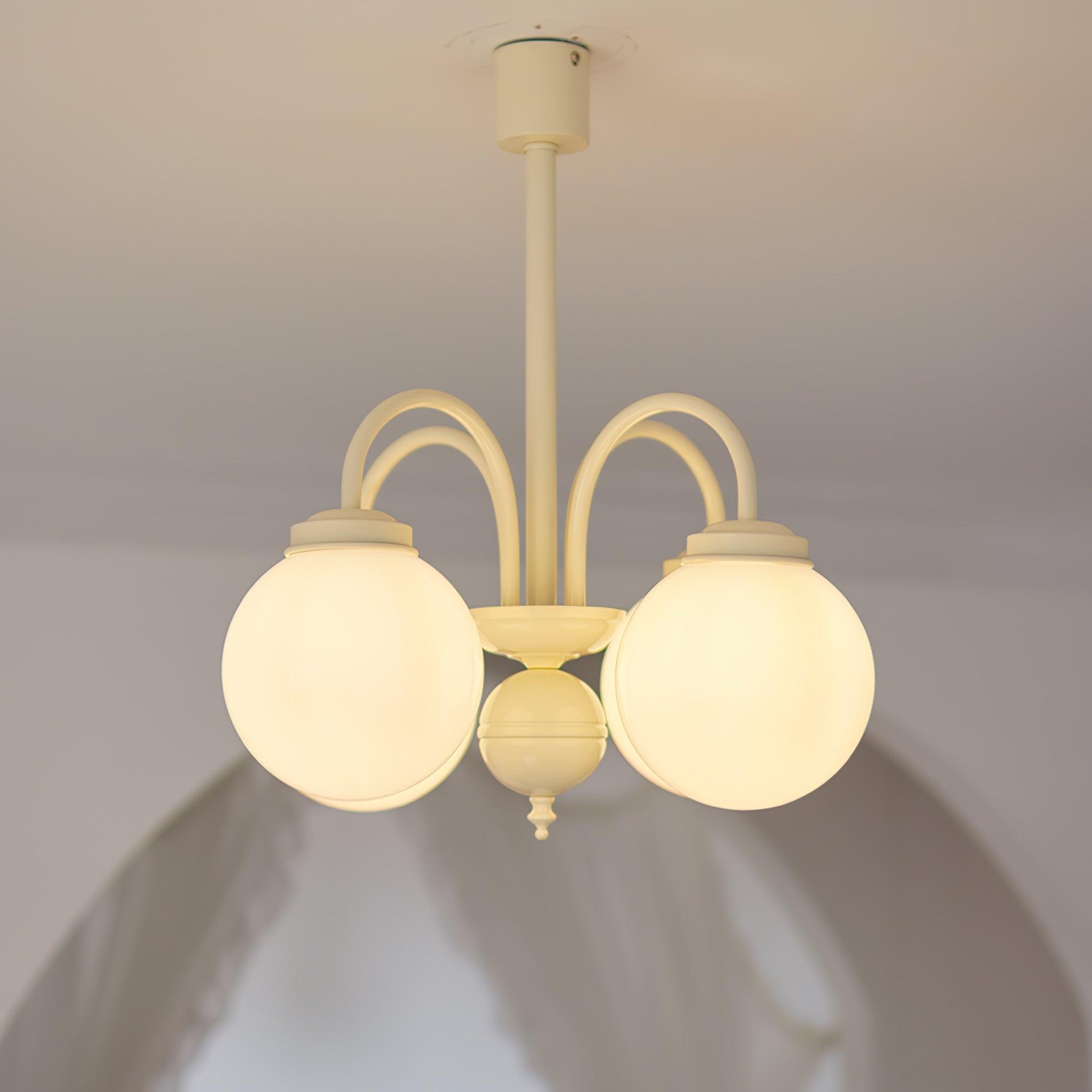 Cream Glass Sphere Chandelier - Blowlighting