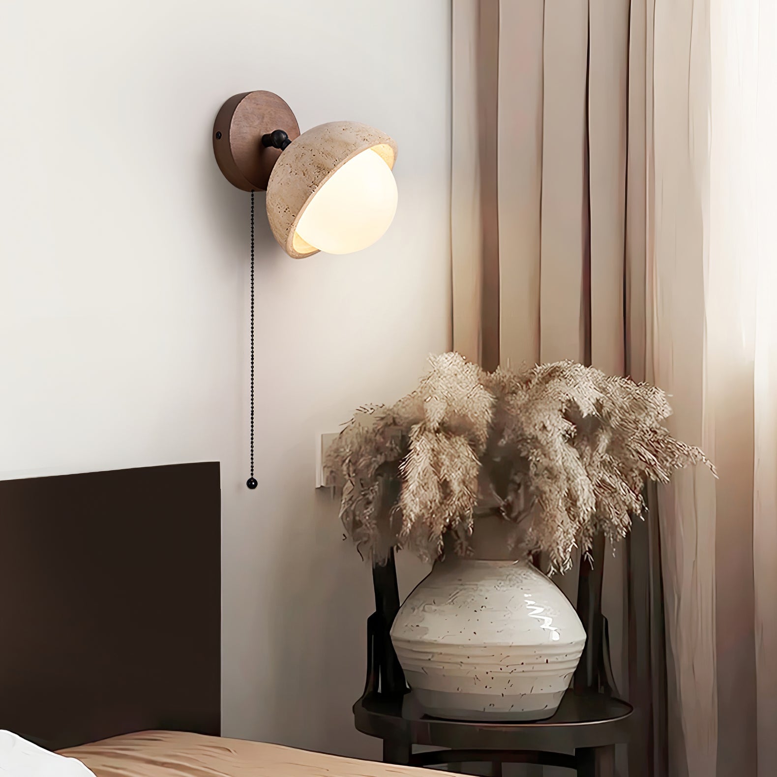 Avtale Arc-Shaped Travertine Wall Light - Letslighting
