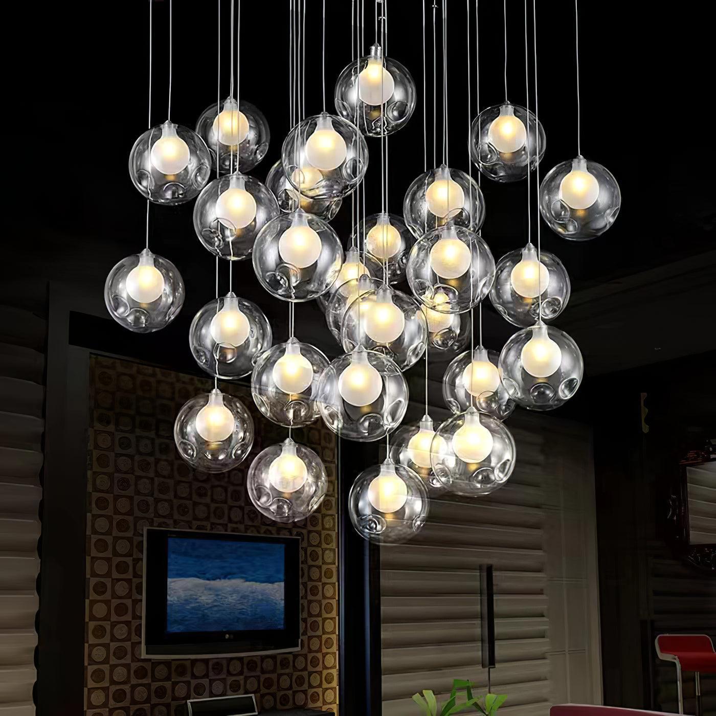 Verona Clear Globe Cluster Chandelier Staircases - Letslighting