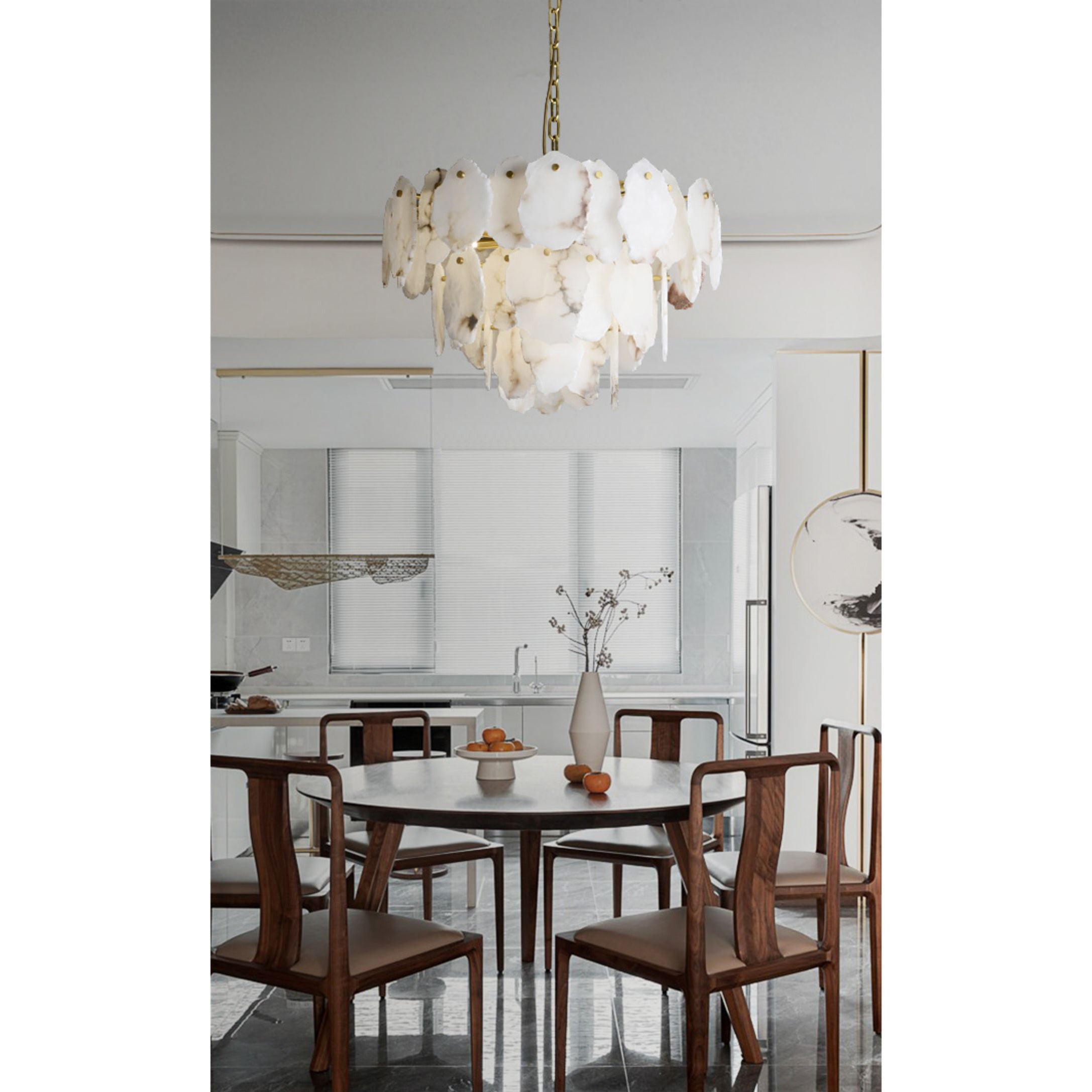 Gloire Individual Creativity Brass Alabaster Chandelier - Lamp Copper