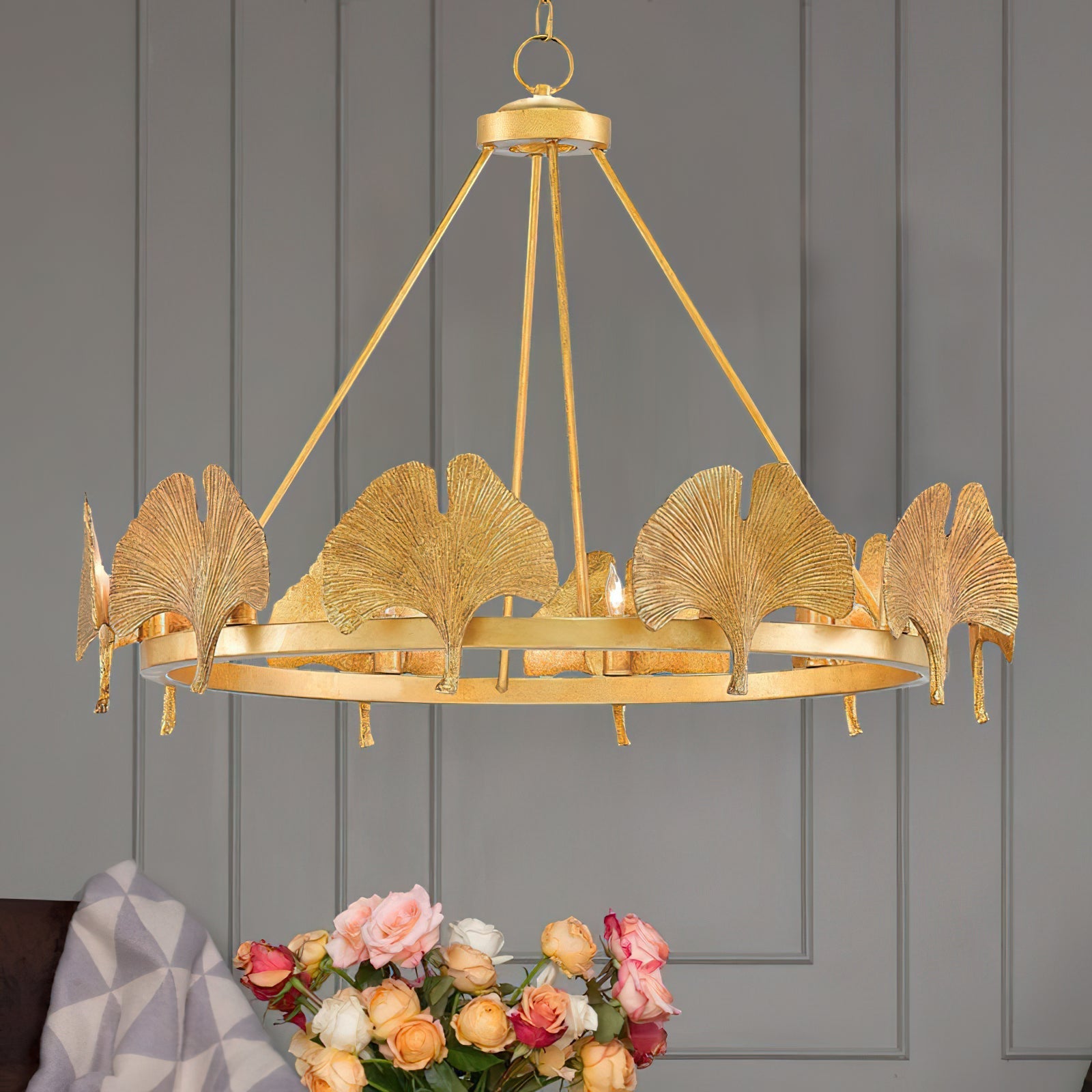 Cavinan Creativity Foil Ginkgo Leaf Gold Metal Chandelier - Lamp Copper