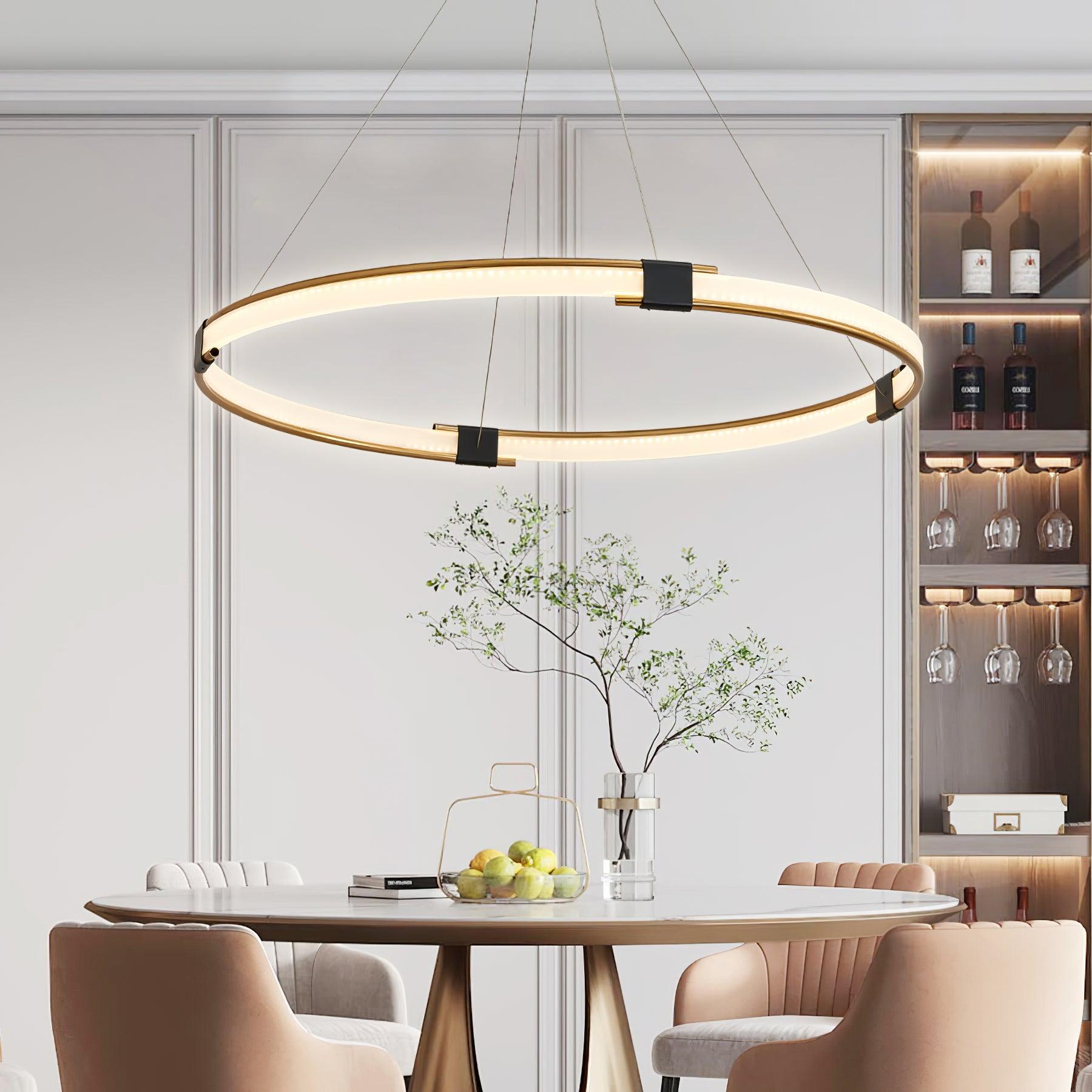 Lustra Chandelier Gold Ring LED Halo Modern - Letslighting