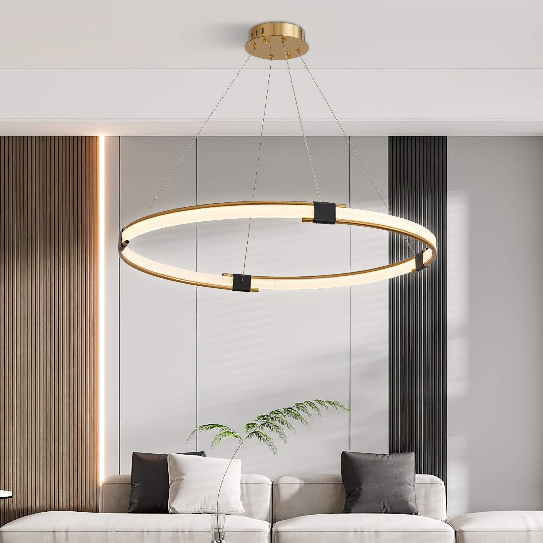 Lustra Chandelier Gold Ring LED Halo Modern - Letslighting