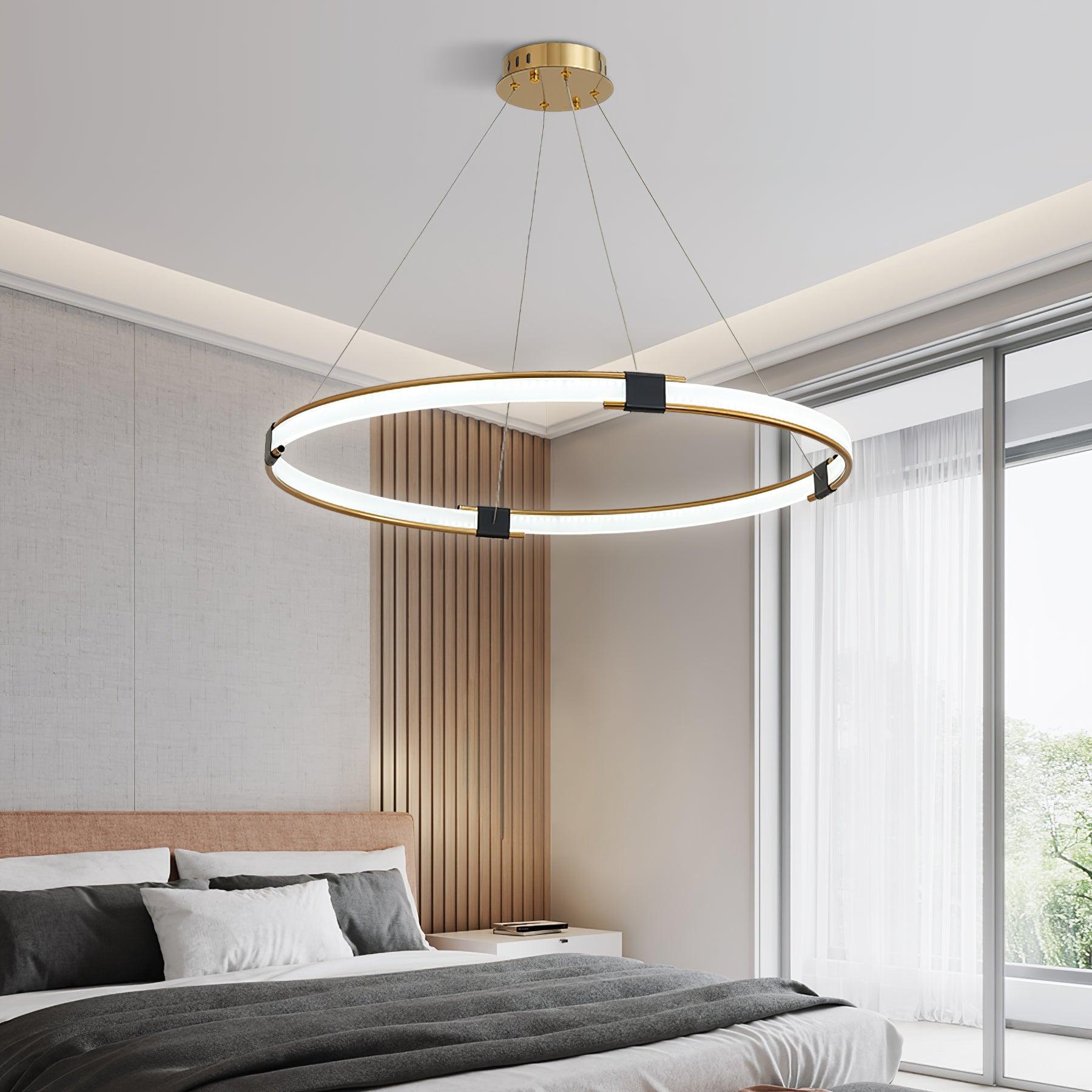 Lustra Chandelier Gold Ring LED Halo Modern - Letslighting