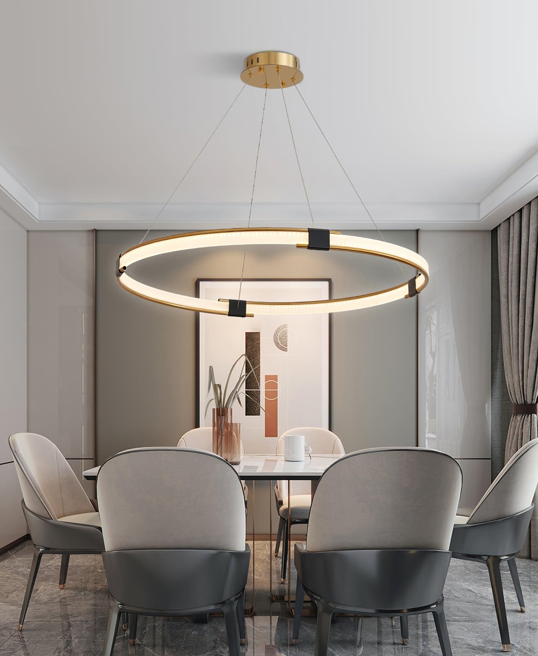 Lustra Chandelier Gold Ring LED Halo Modern - Letslighting